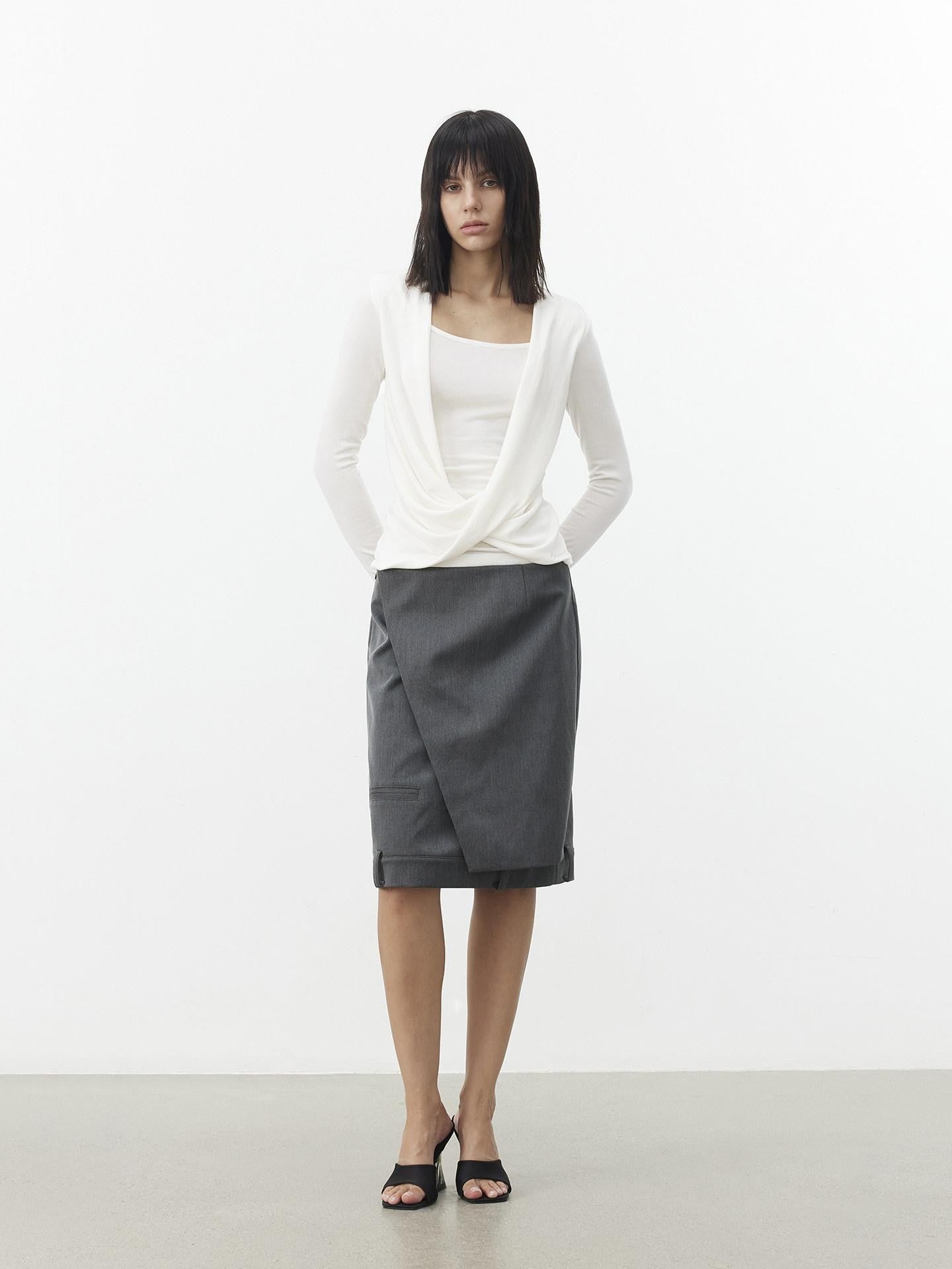 AFTADAWN Gray Asymmetric Side Slit Tailored Women&