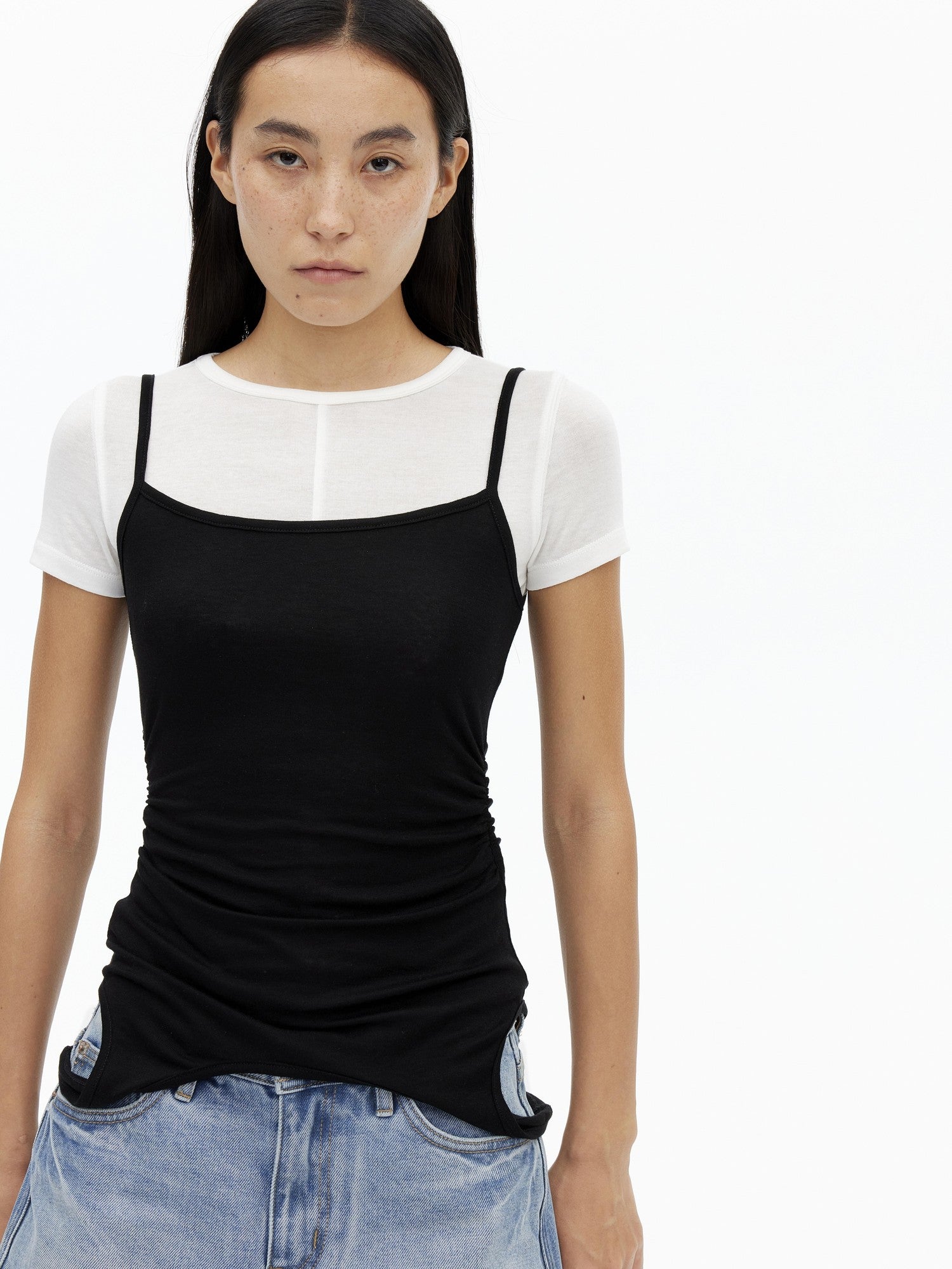 AFTADAWN Gray Black Colorblock 2 In 1 U Neck Women&