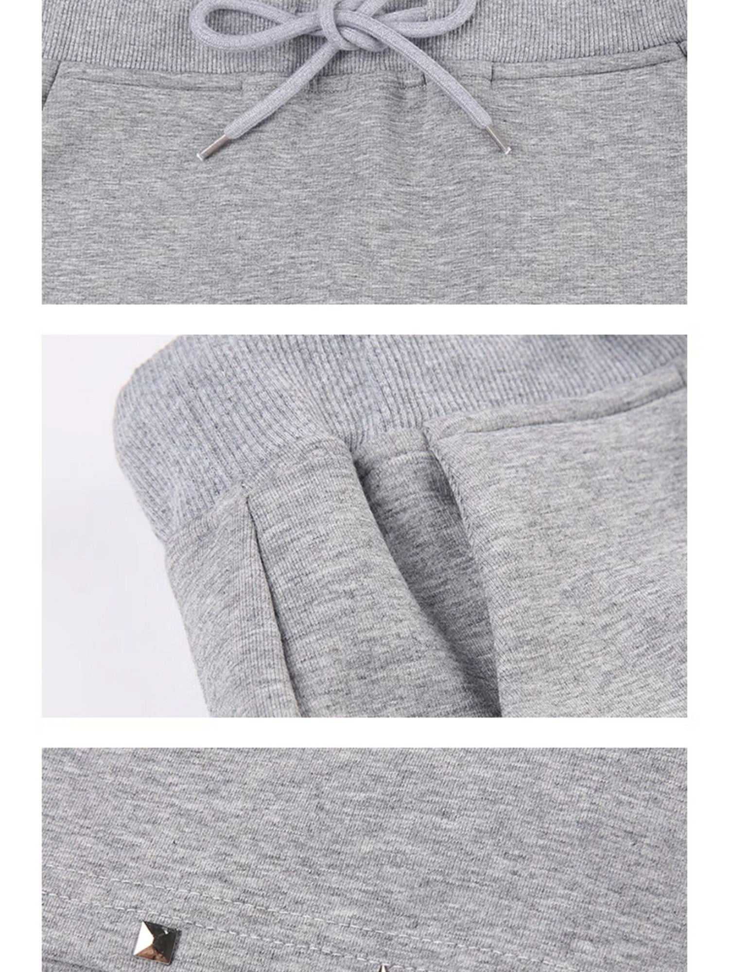 AFTADAWN Gray Rhinestone Stud Hooded Cropped Women&