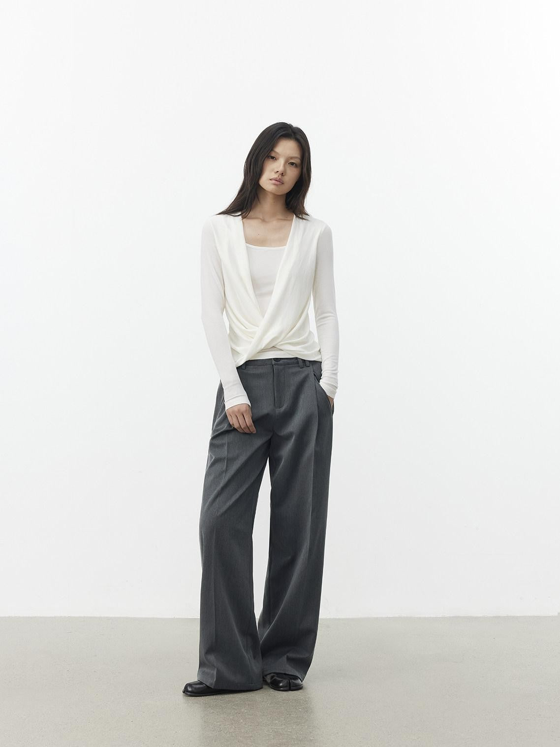 AFTADAWN Gray Single Pleat Inset Pocket Structured Women&