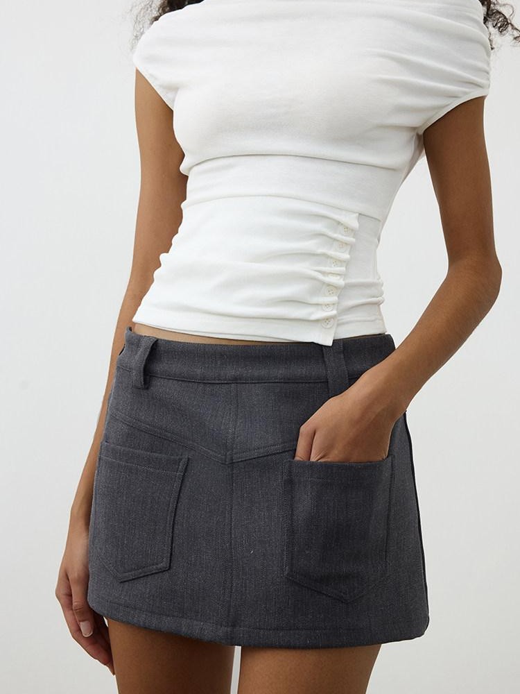 AFTADAWN Gray Twill Stripe Pocket Reversible Women&