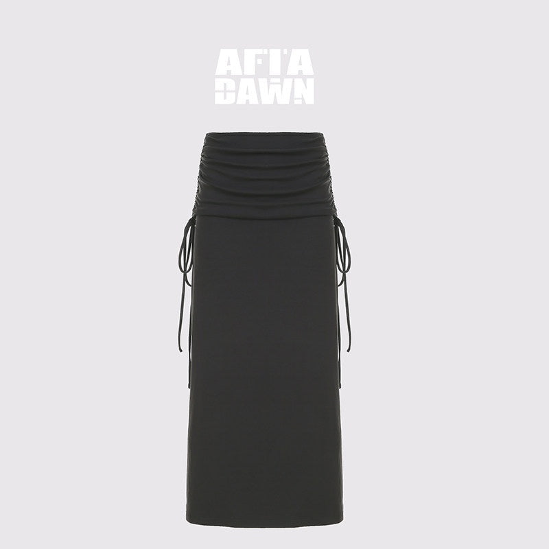 AFTADAWN_Grey_One_Shoulder_Ruched_Slit_Midi_Slim_Fit_Women&