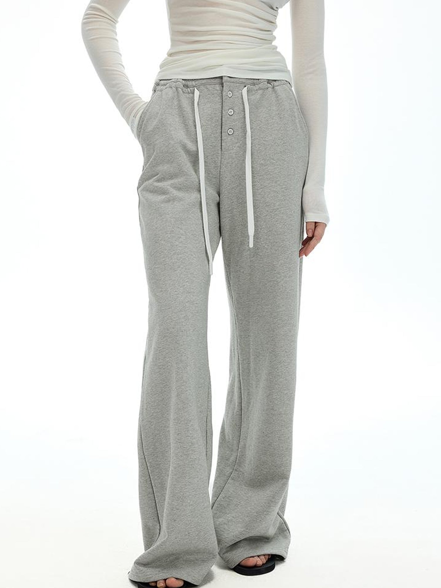 AFTADAWN Heavyweight Cotton Wide Leg Sweatpants Loose Fit Straight Trousers