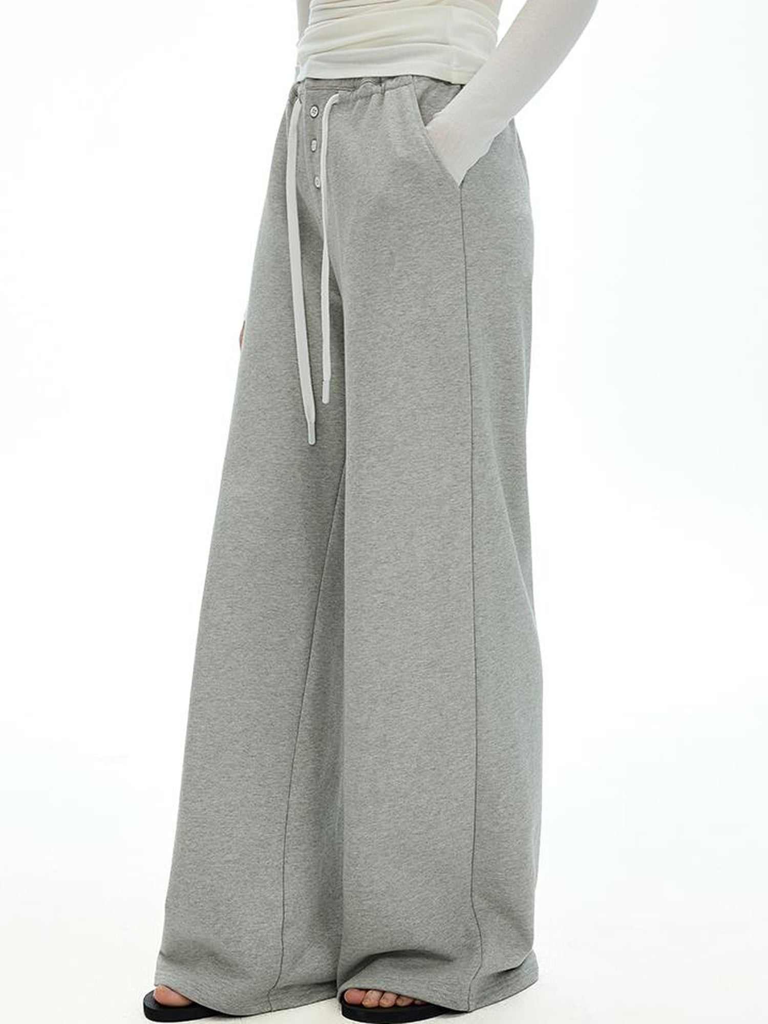 AFTADAWN Heavyweight Cotton Wide Leg Sweatpants Loose Fit Straight Trousers