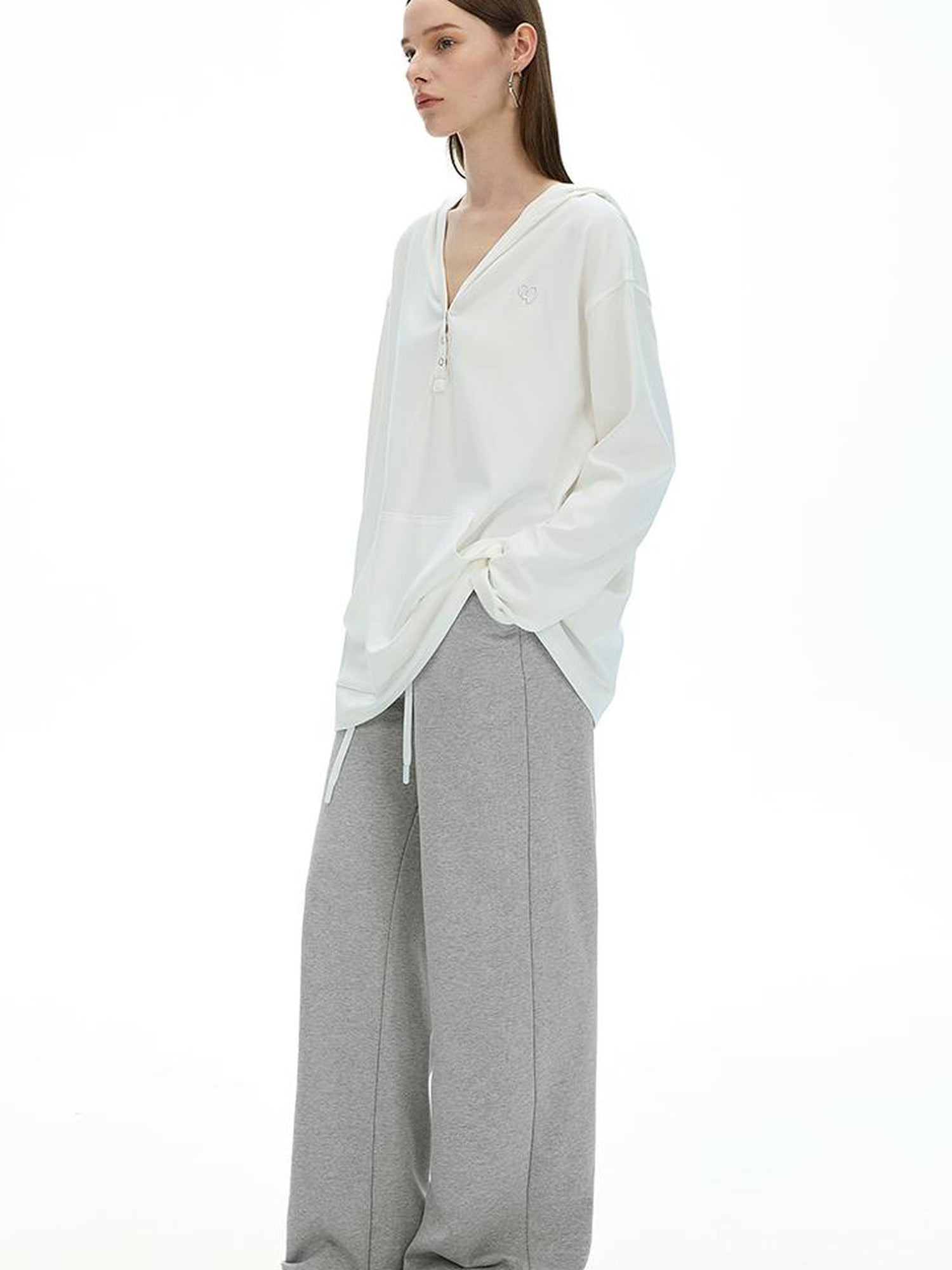 AFTADAWN Heavyweight Cotton Wide Leg Sweatpants Loose Fit Straight Trousers