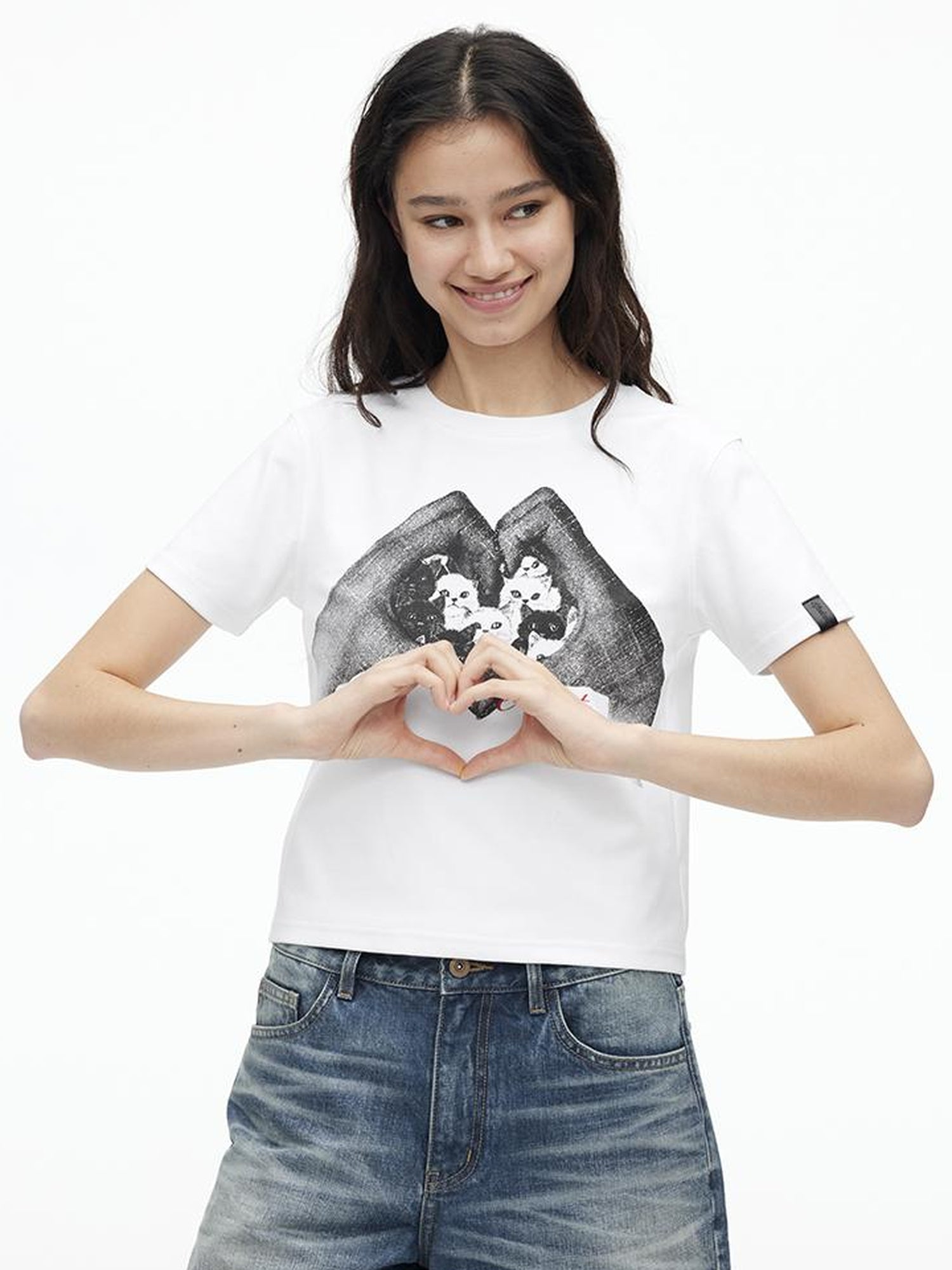 AFTADAWN High Density Cotton Crew Neck Printed Tee Relaxed Fit Short Sleeve Top