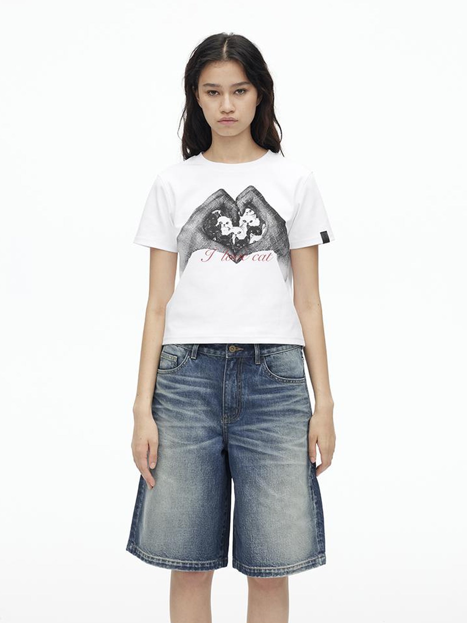 AFTADAWN High Density Cotton Crew Neck Printed Tee Relaxed Fit Short Sleeve Top