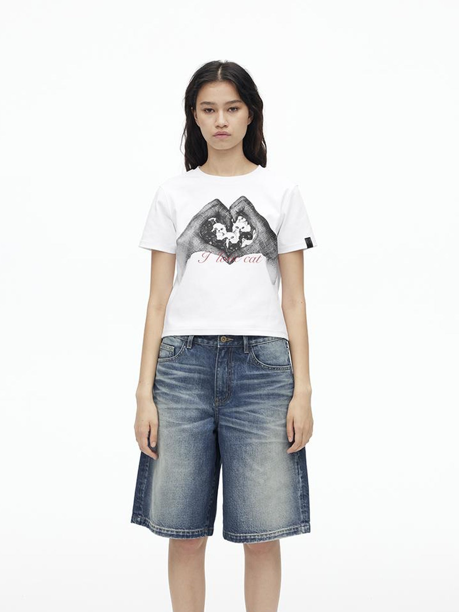 AFTADAWN High Density Cotton Crew Neck Printed Tee Relaxed Fit Short Sleeve Top