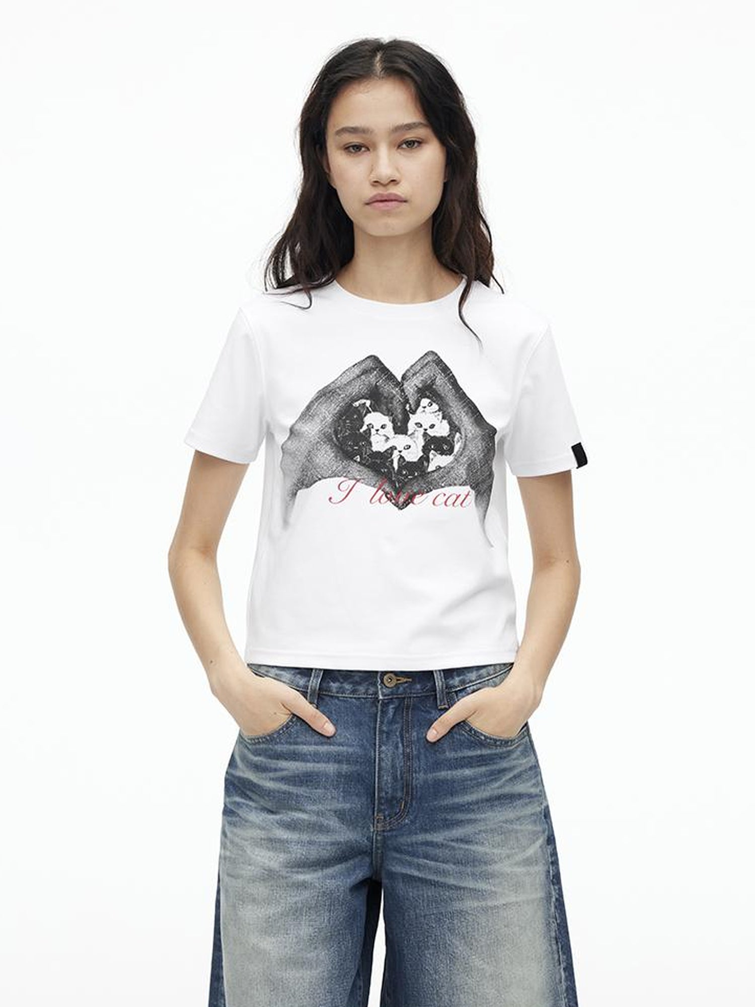 AFTADAWN High Density Cotton Crew Neck Printed Tee Relaxed Fit Short Sleeve Top