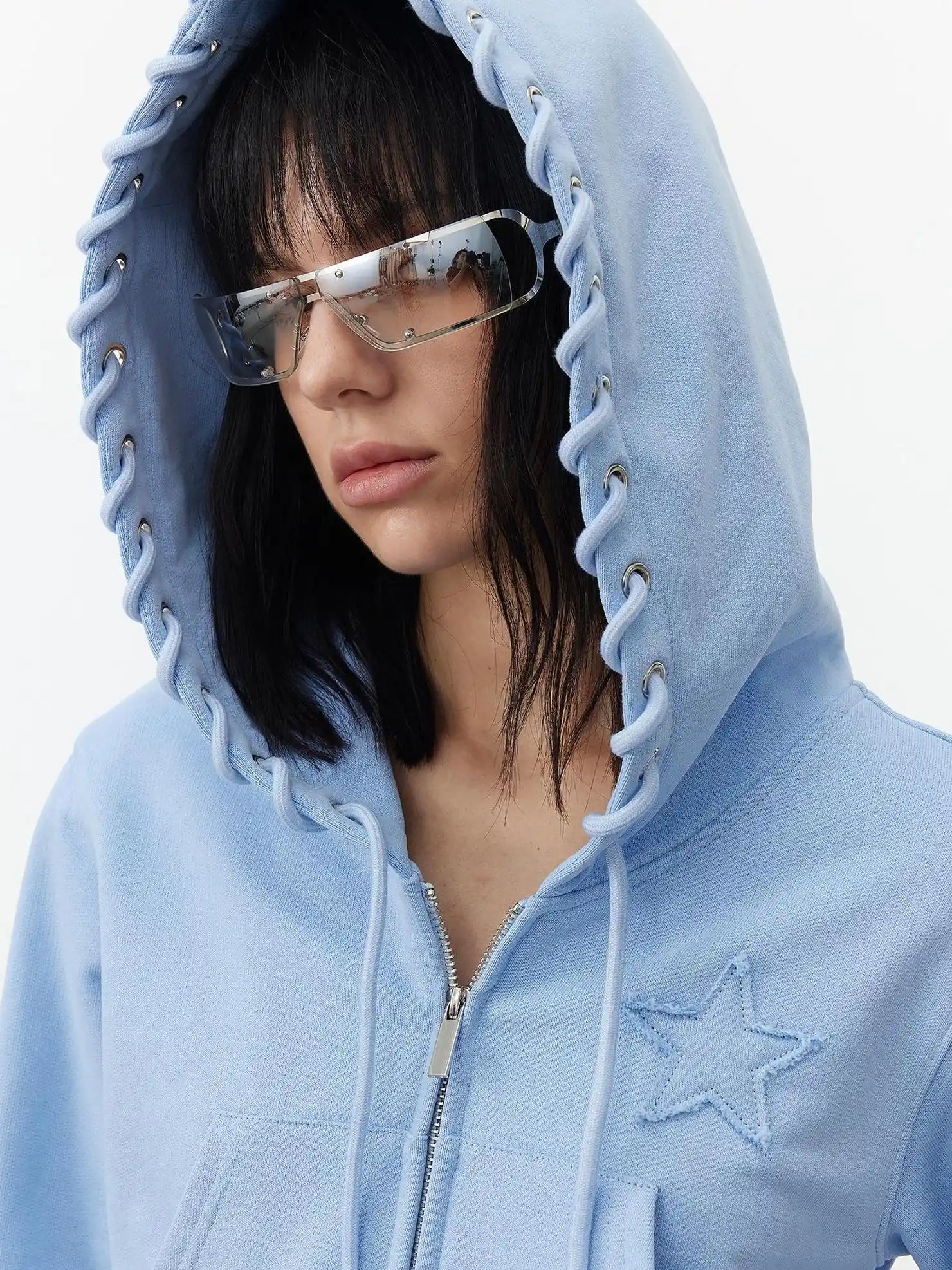 AFTADAWN High Density Cotton Drawstring Hoodie Embroidered Shorts Set Sport Suits