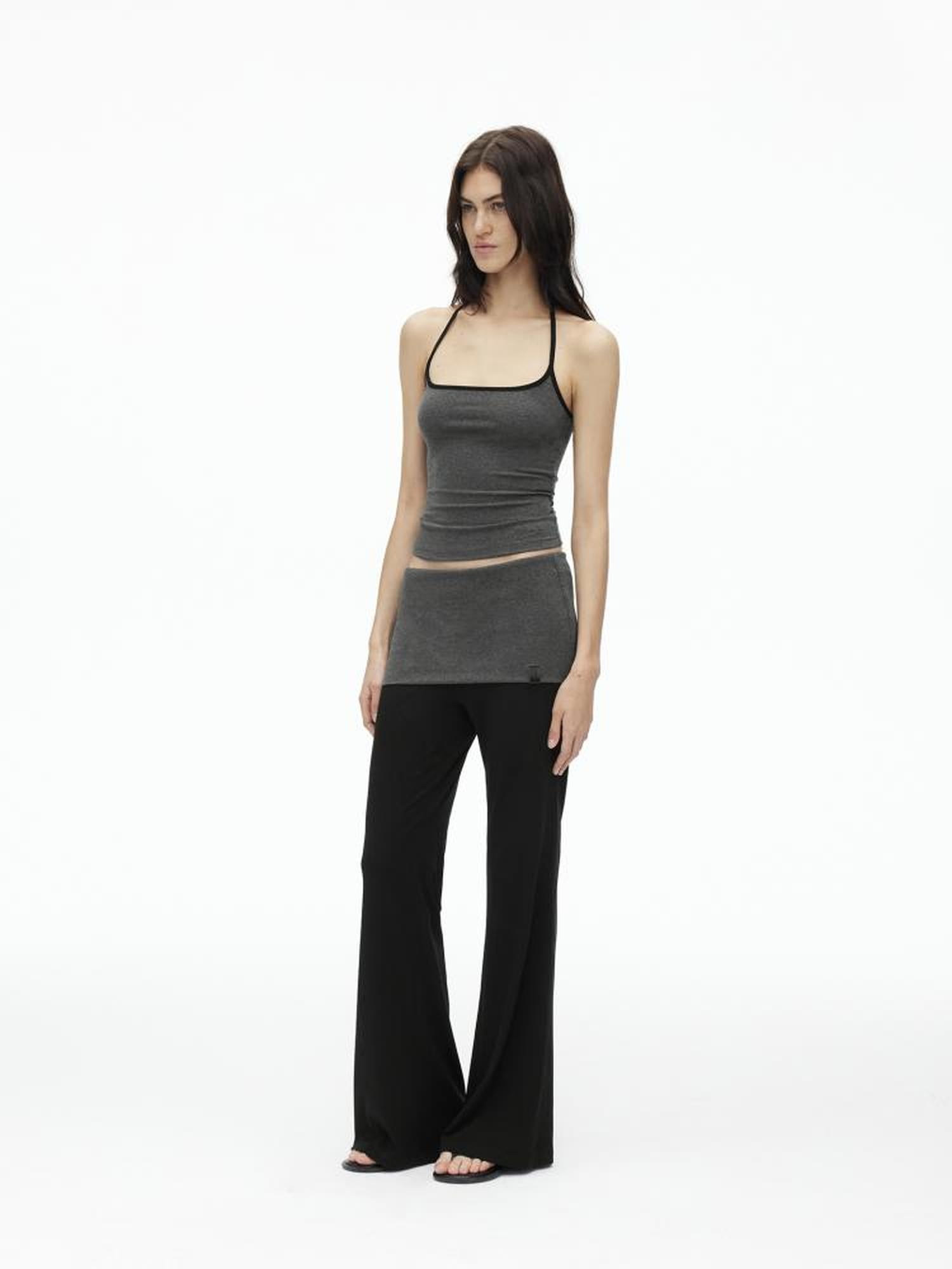 AFTADAWN High Elasticity Contrast Backless Halter Top with Tapered Waist Fold Pants