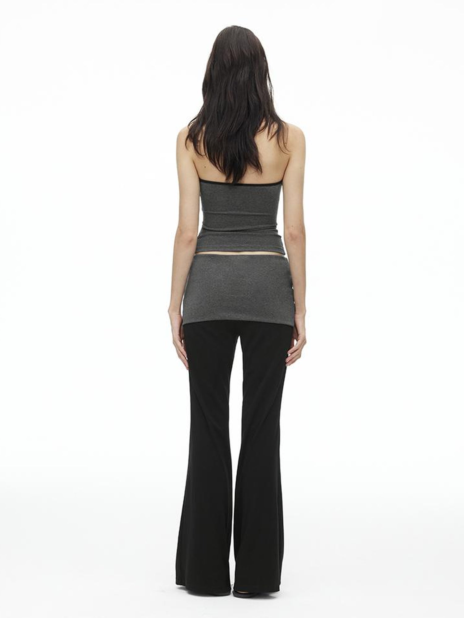 AFTADAWN High Elasticity Contrast Backless Halter Top with Tapered Waist Fold Pants