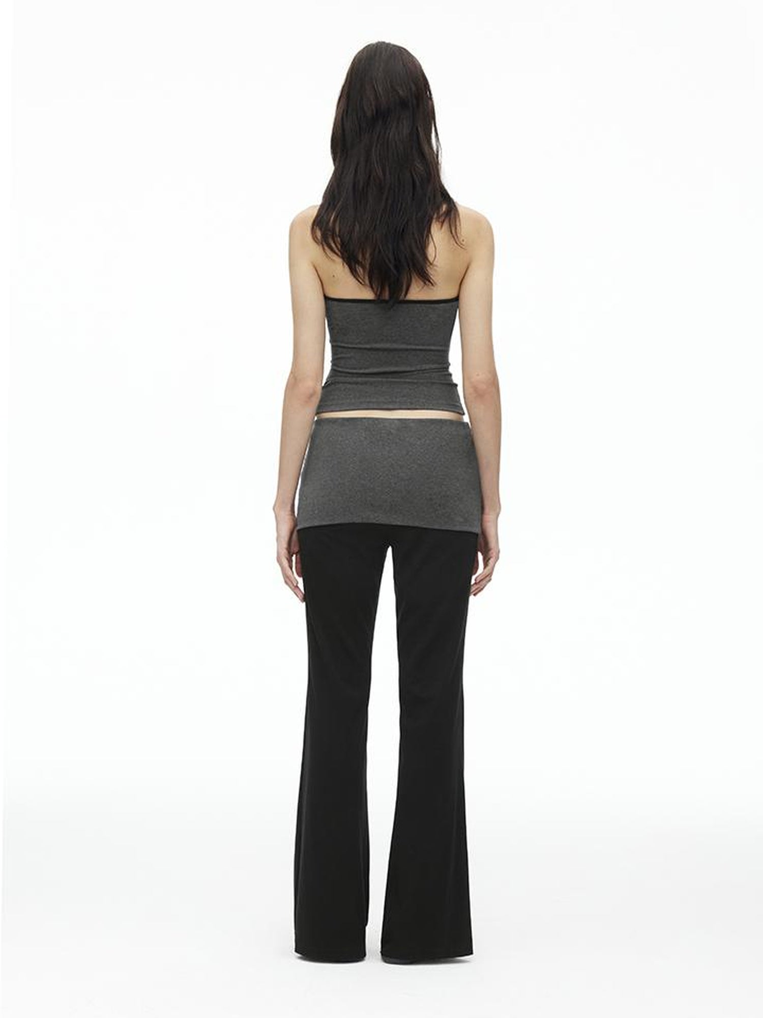 AFTADAWN High Elasticity Contrast Backless Halter Top with Tapered Waist Fold Pants