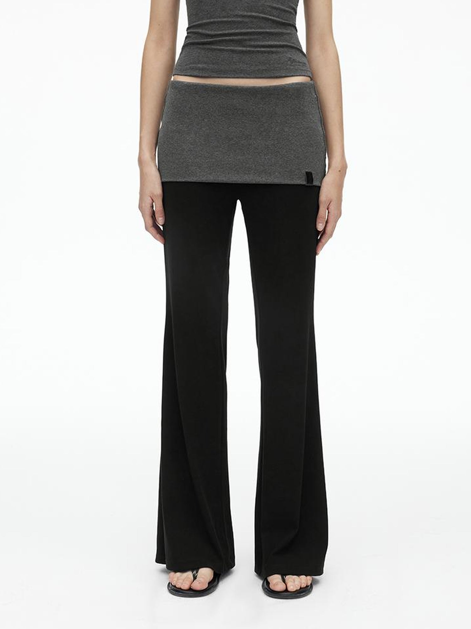 AFTADAWN High Elasticity Contrast Backless Halter Top with Tapered Waist Fold Pants
