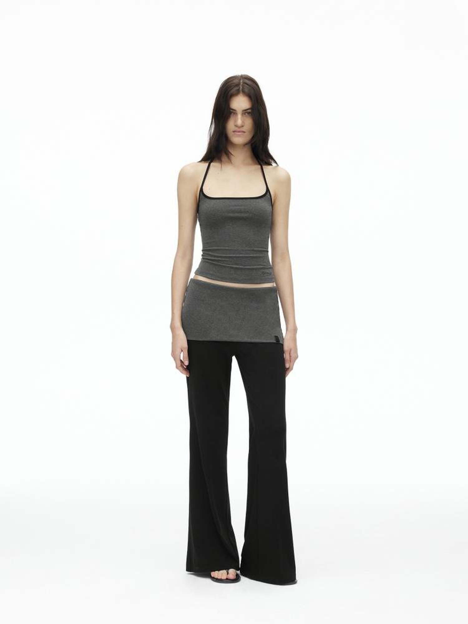 AFTADAWN High Elasticity Contrast Backless Halter Top with Tapered Waist Fold Pants