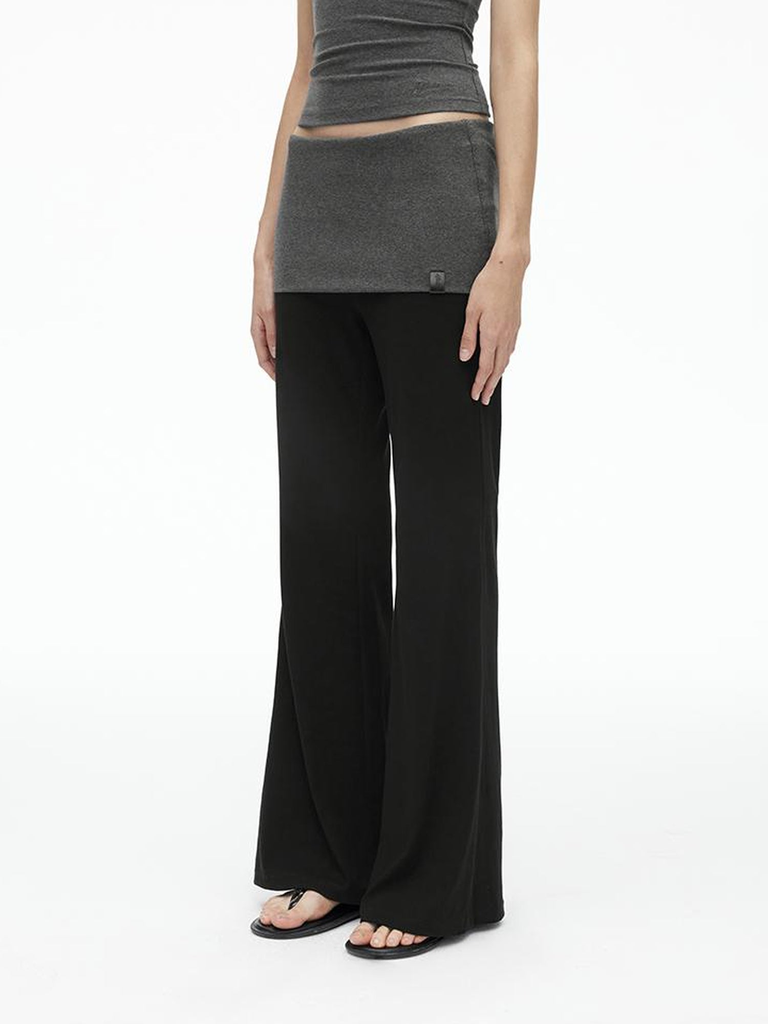 AFTADAWN High Elasticity Contrast Backless Halter Top with Tapered Waist Fold Pants
