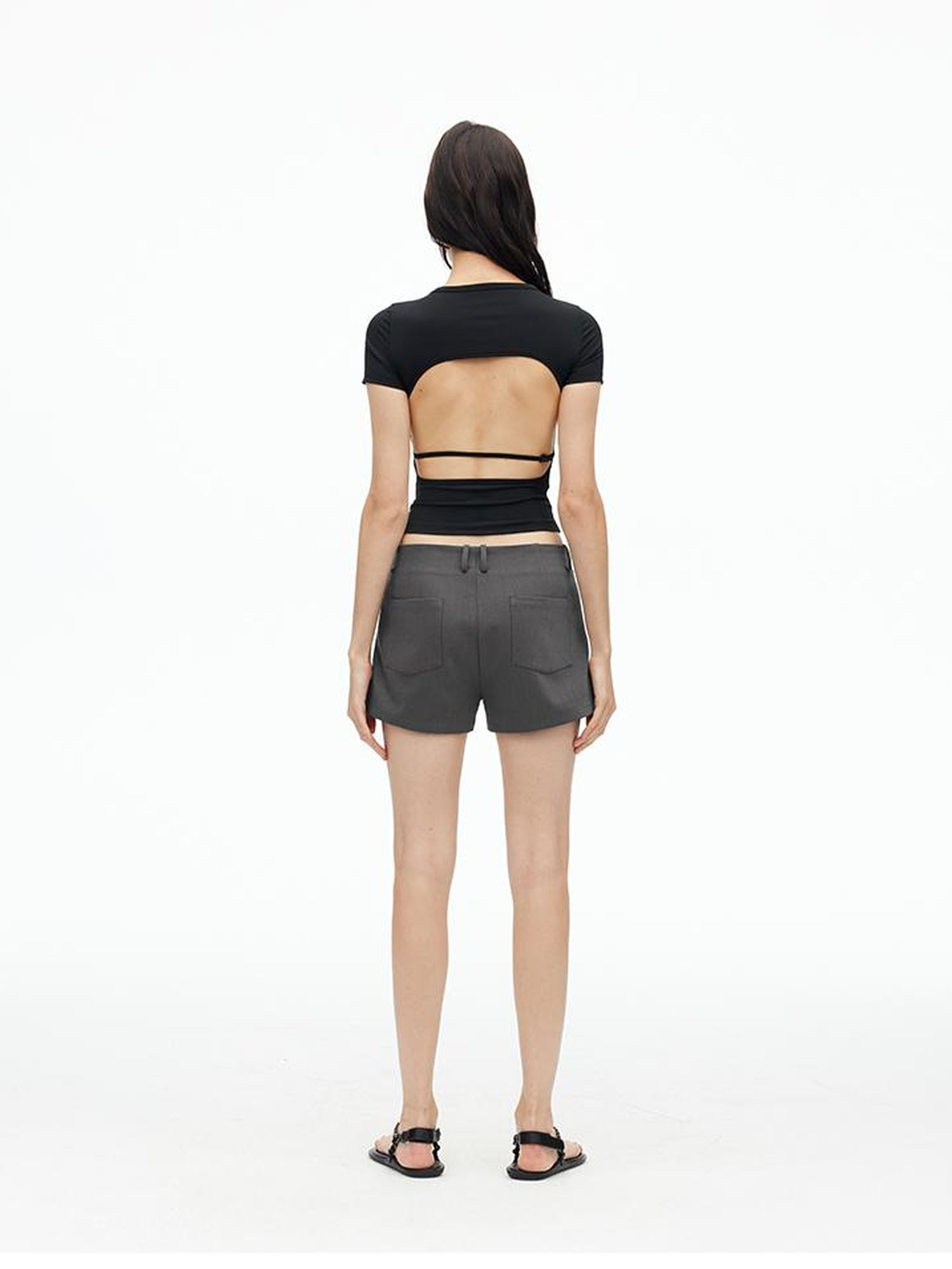 AFTADAWN High Waisted Bamboo Fiber Shorts With A Line Cut