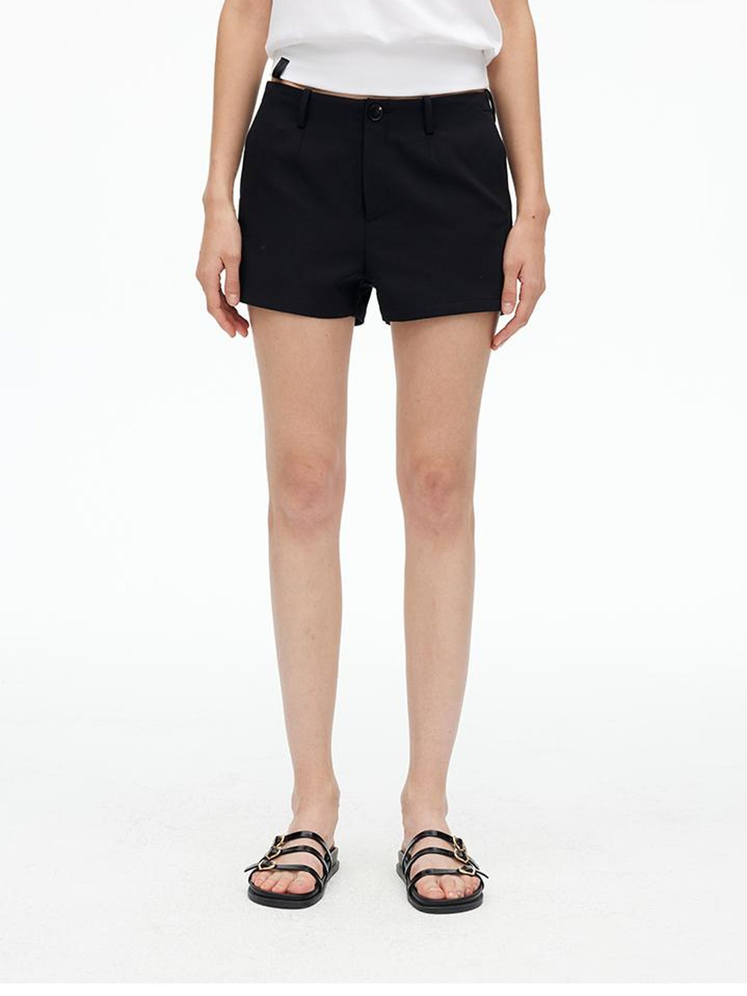 AFTADAWN High Waisted Bamboo Fiber Shorts With A Line Cut
