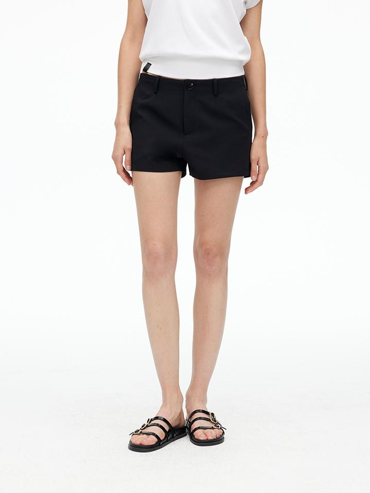 AFTADAWN High Waisted Bamboo Fiber Shorts With A Line Cut
