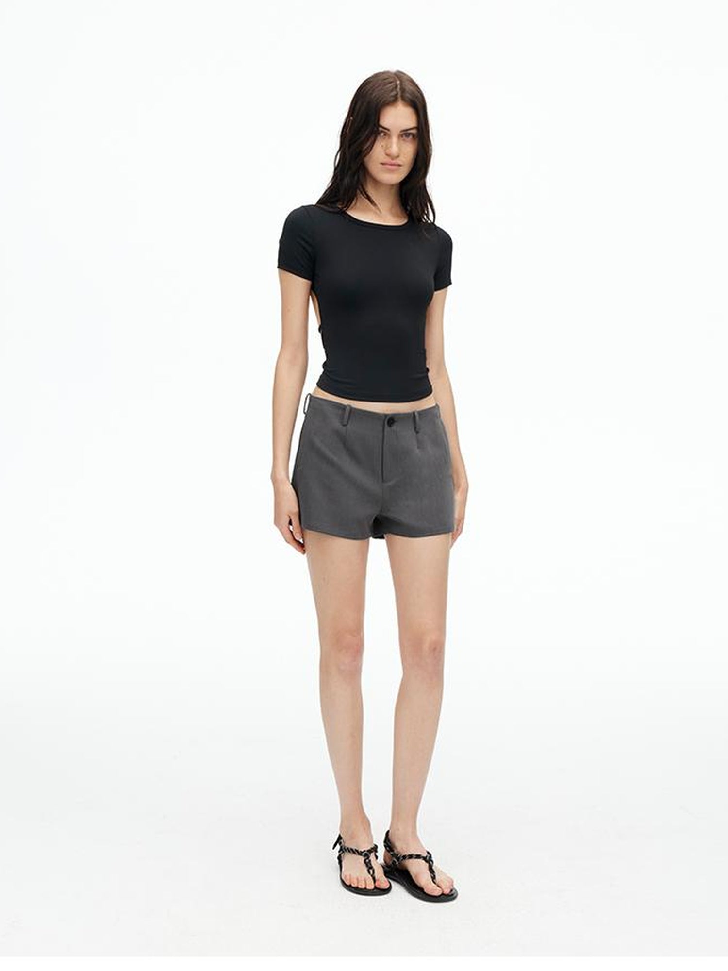 AFTADAWN High Waisted Bamboo Fiber Shorts With A Line Cut