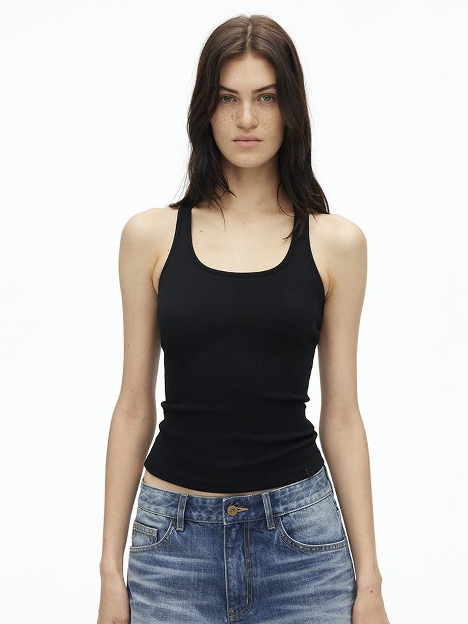 AFTADAWN High Weight Cotton U Back Ribbed Slim Tank Top