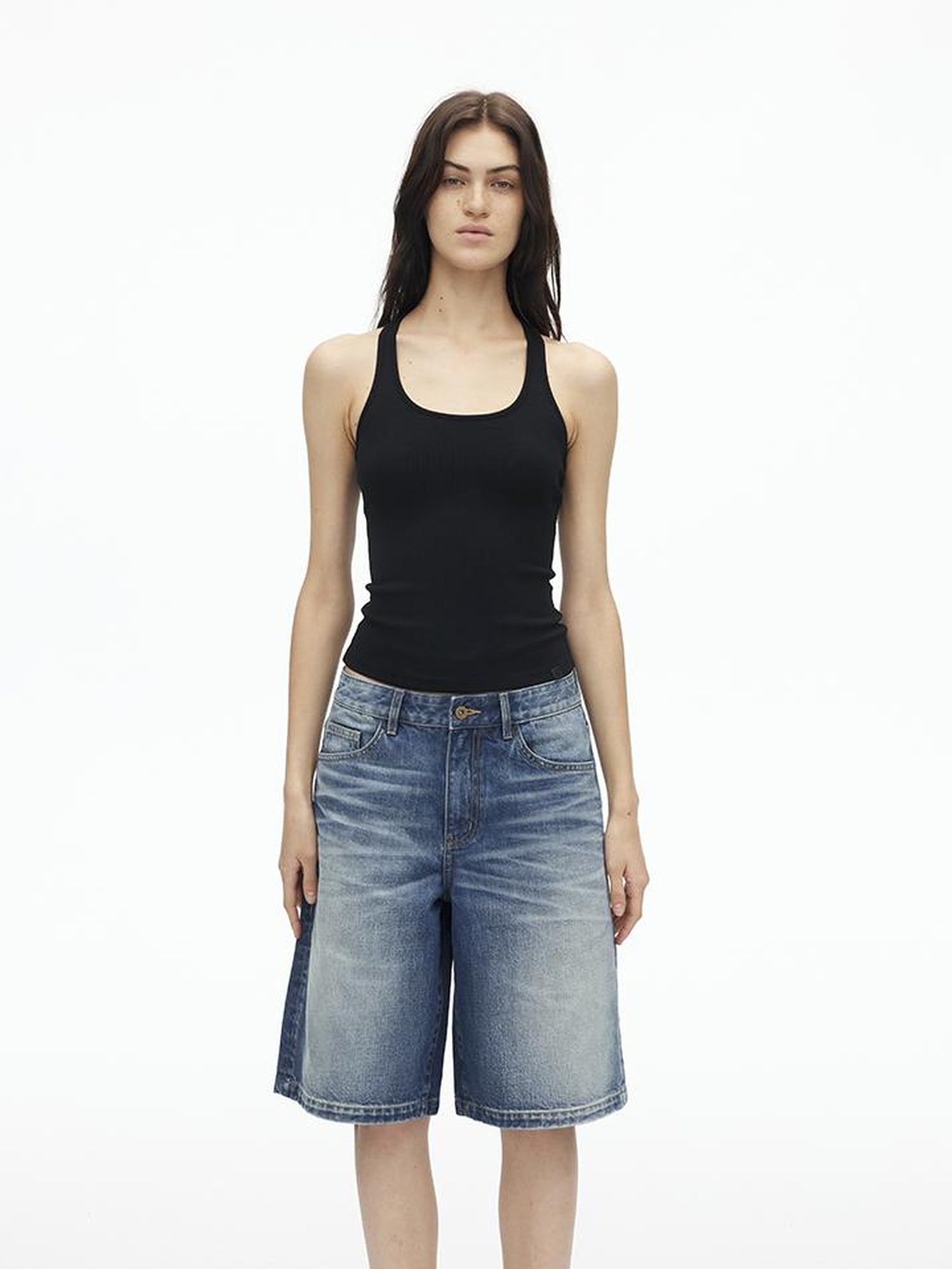 AFTADAWN High Weight Cotton U Back Ribbed Slim Tank Top