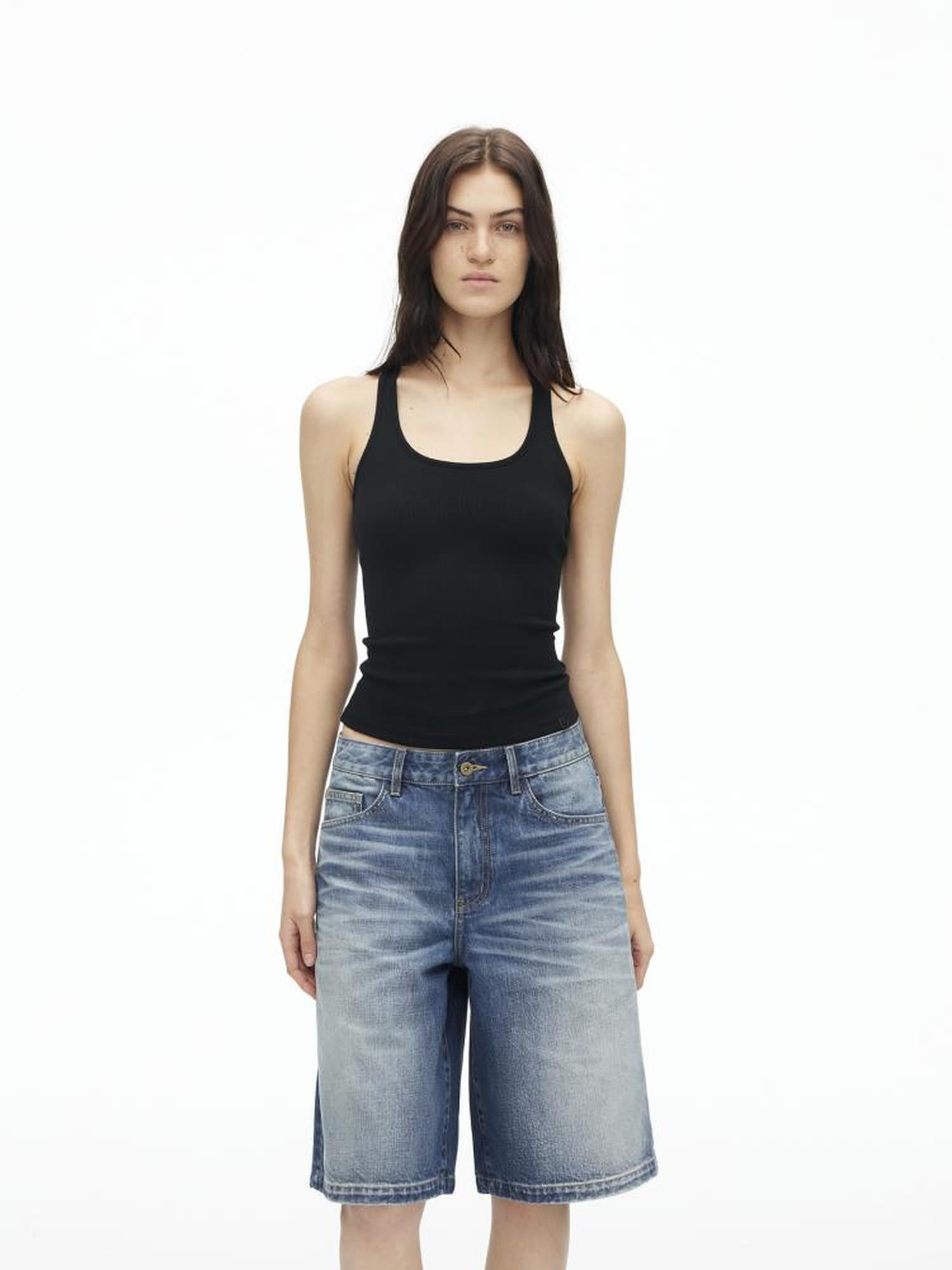 AFTADAWN High Weight Cotton U Back Ribbed Slim Tank Top