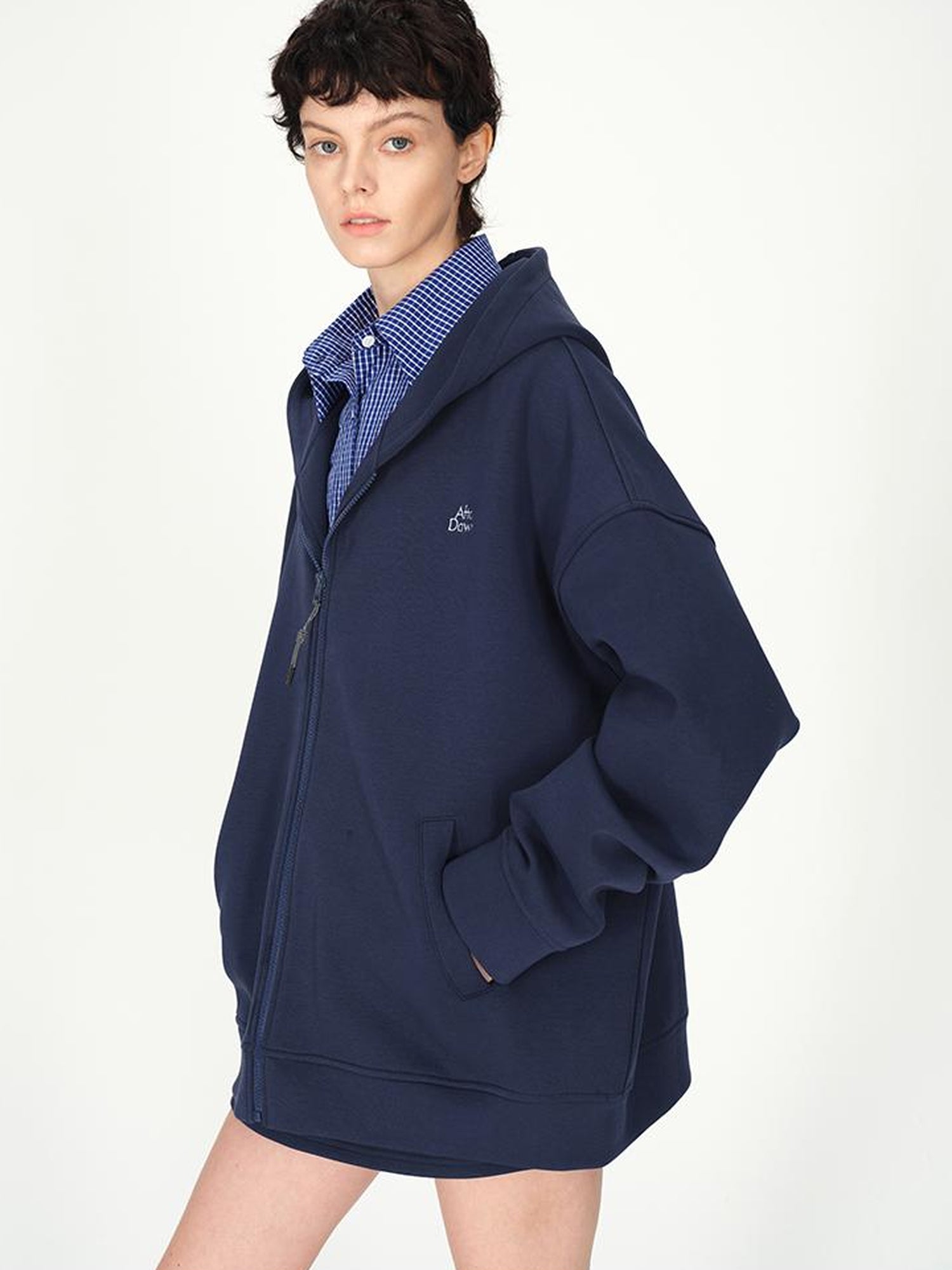 AFTADAWN Hooded Zip Up Sweatshirt with A Line Skirt Set