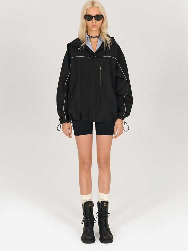 AFTADAWN Khaki Breathable Hooded Reflective Stripe Women&