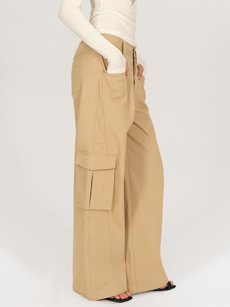 AFTADAWN Khaki Deconstructed 3d Pocket Cargo Women&