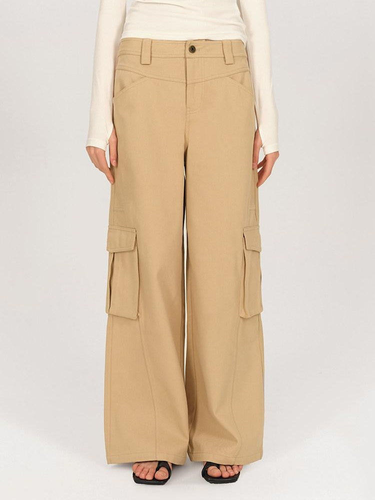 AFTADAWN Khaki Deconstructed 3d Pocket Cargo Women&