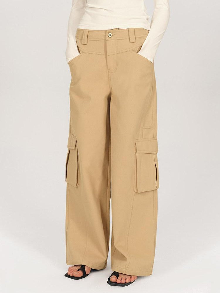 AFTADAWN Khaki Deconstructed 3d Pocket Cargo Women&