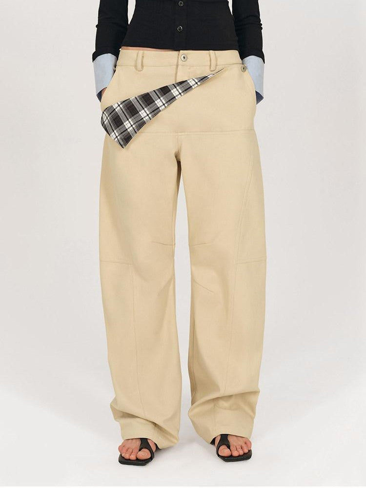 AFTADAWN Khaki Detachable Flap Split Pleat Structured Cut Cargo Women&