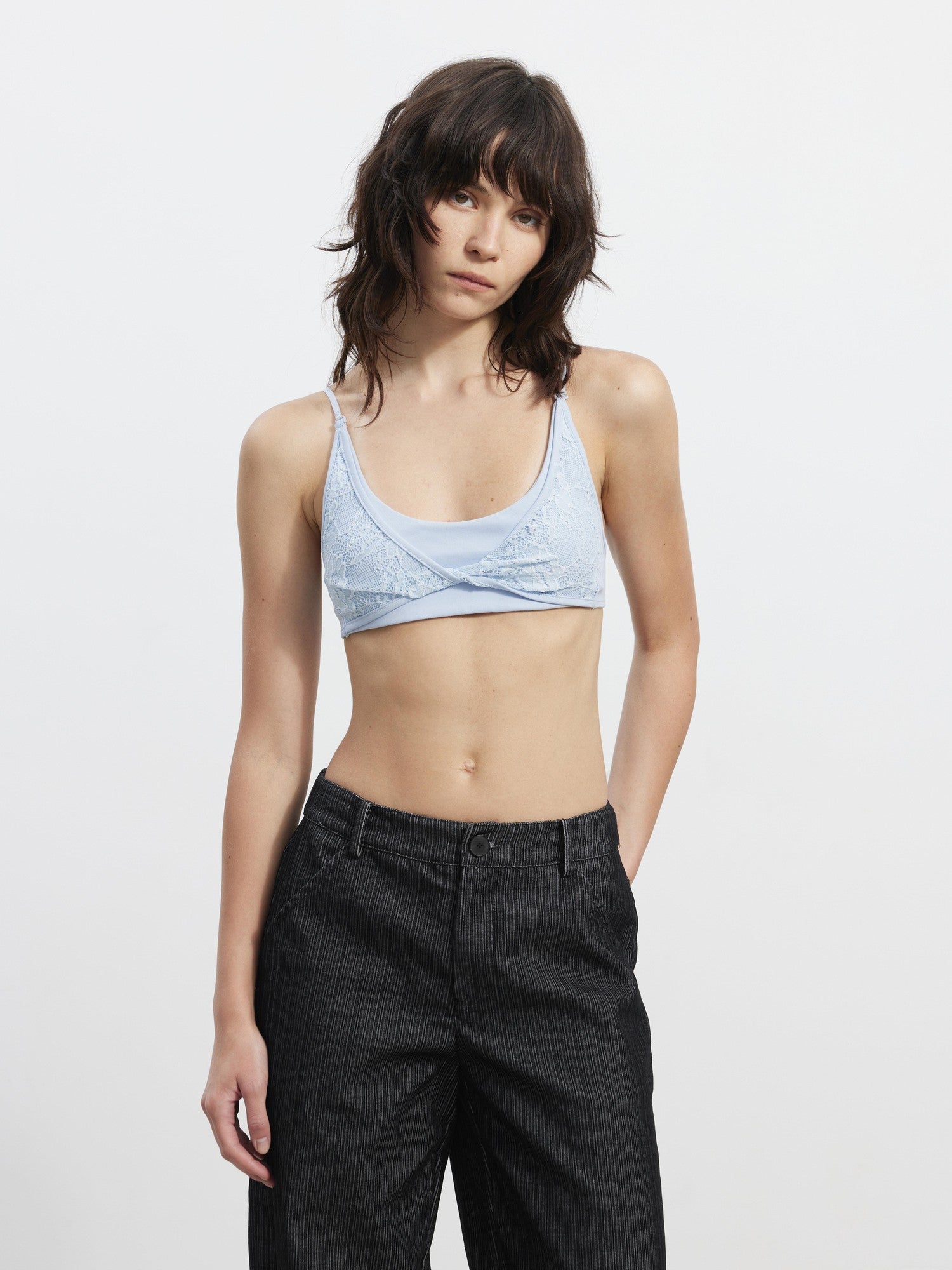 AFTADAWN Lace Spliced Removable Padded Slim Fit Women&