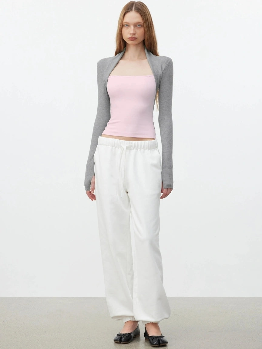 AFTADAWN Layered Sleeve Mock Two Tone Stretch Top T-shirt