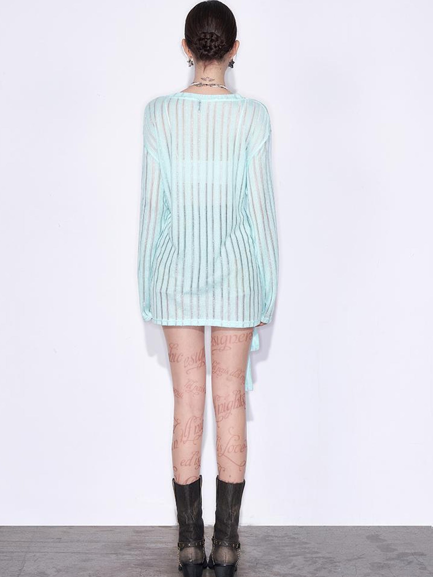 AFTADAWN Lazy Ribbed Knit Top With Drawstring