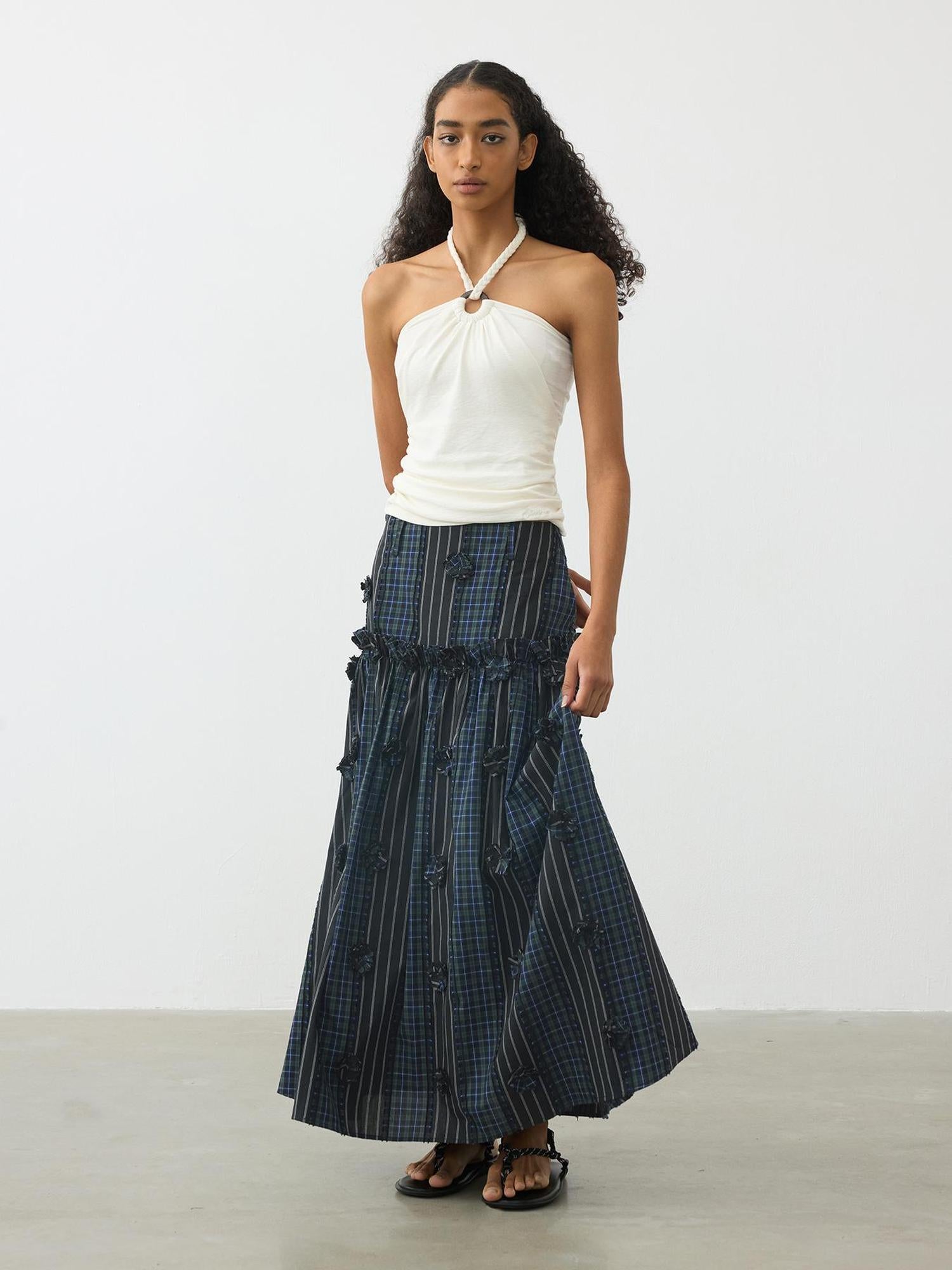 AFTADAWN Lenzing Modal Beaded Halter Top With Backless Design