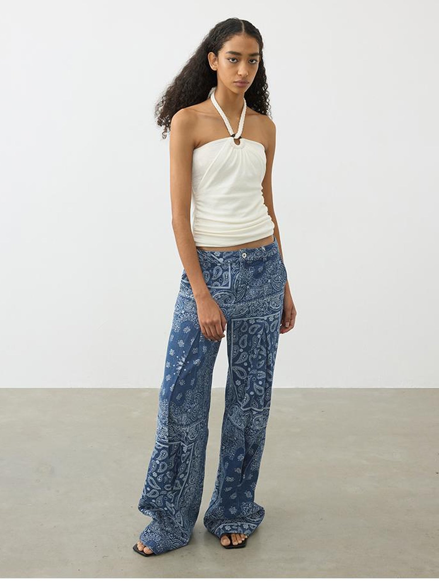 AFTADAWN Lenzing Modal Beaded Halter Top With Backless Design