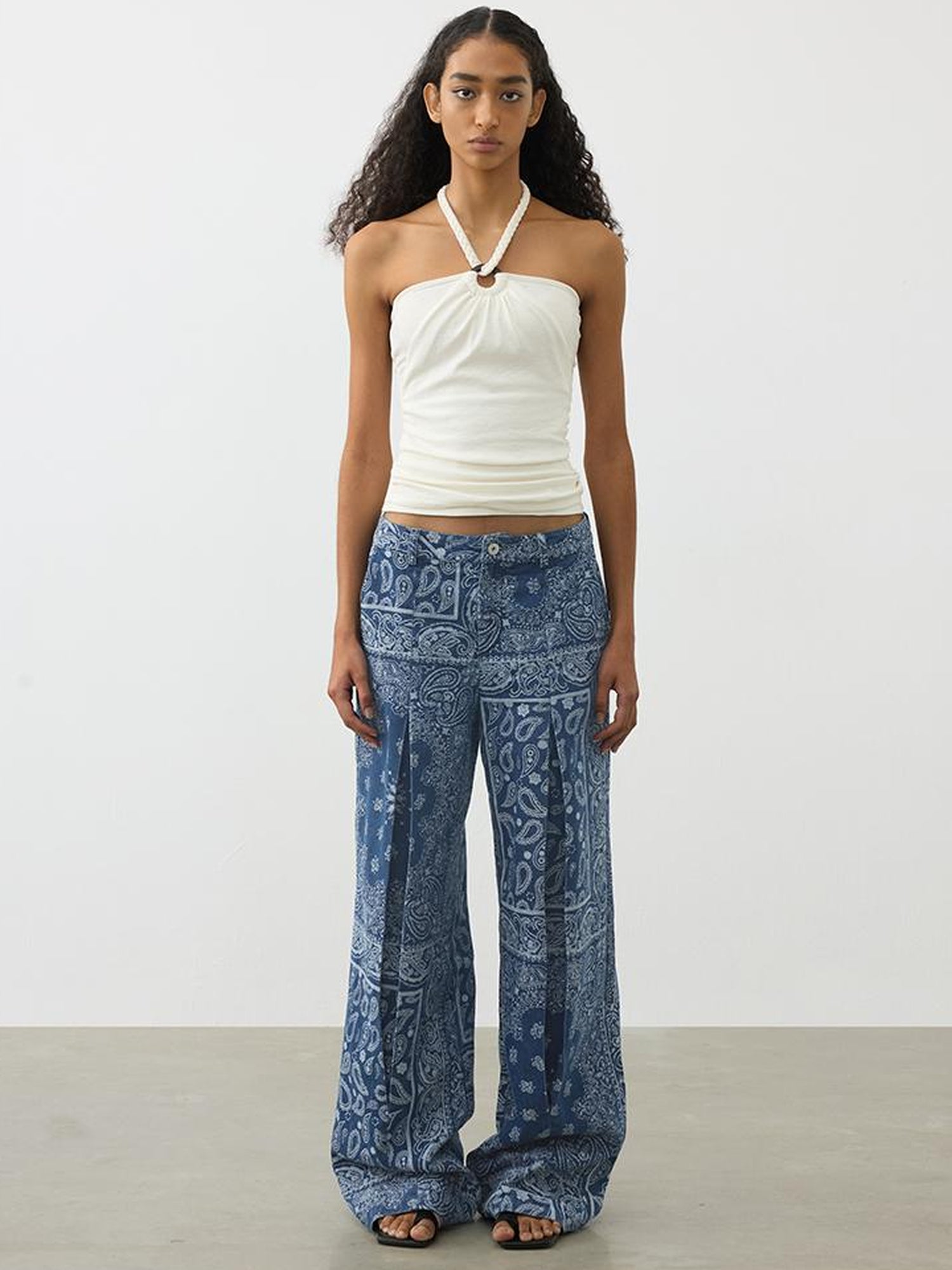 AFTADAWN Lenzing Modal Beaded Halter Top With Backless Design