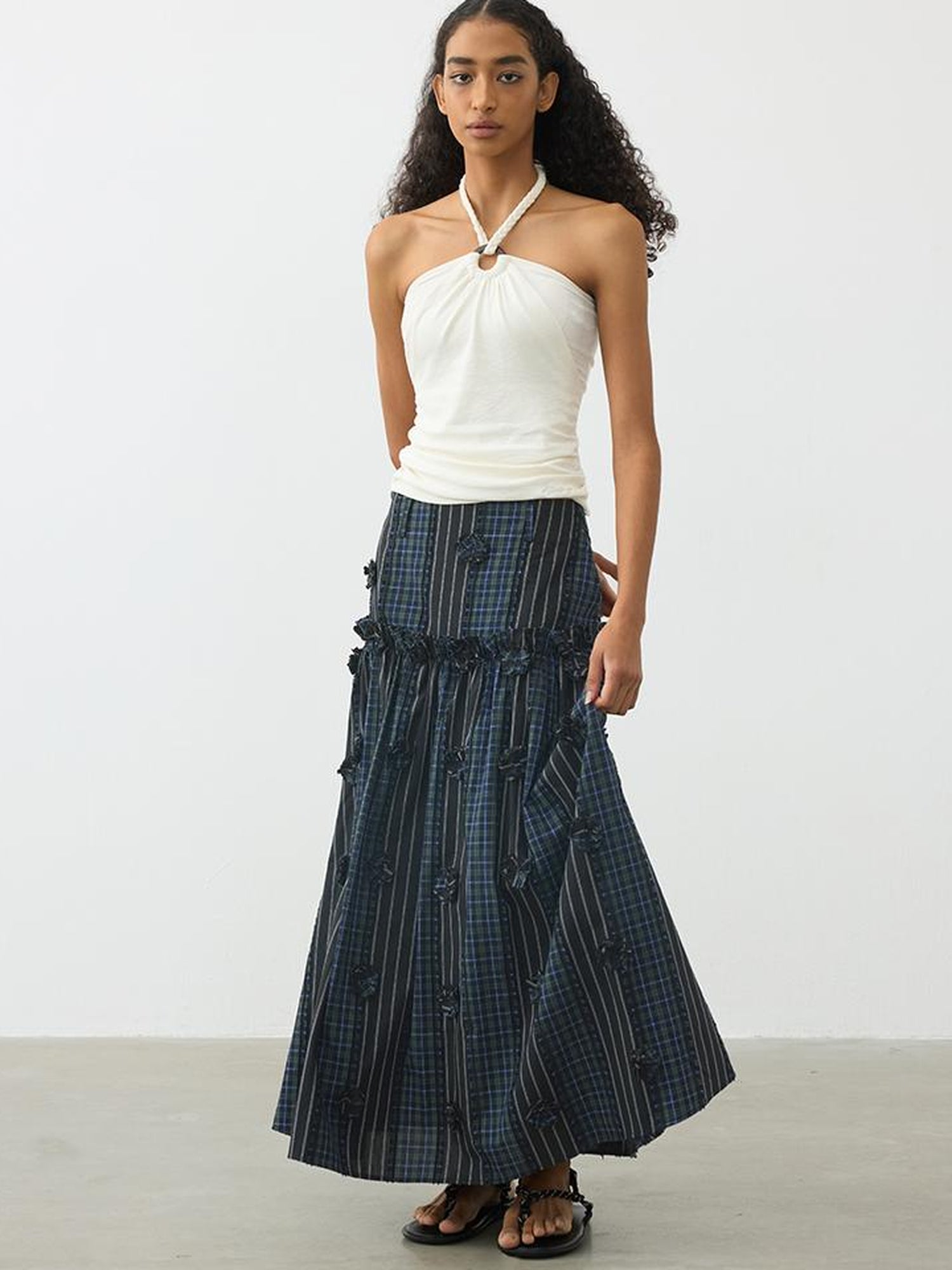 AFTADAWN Lenzing Modal Beaded Halter Top With Backless Design