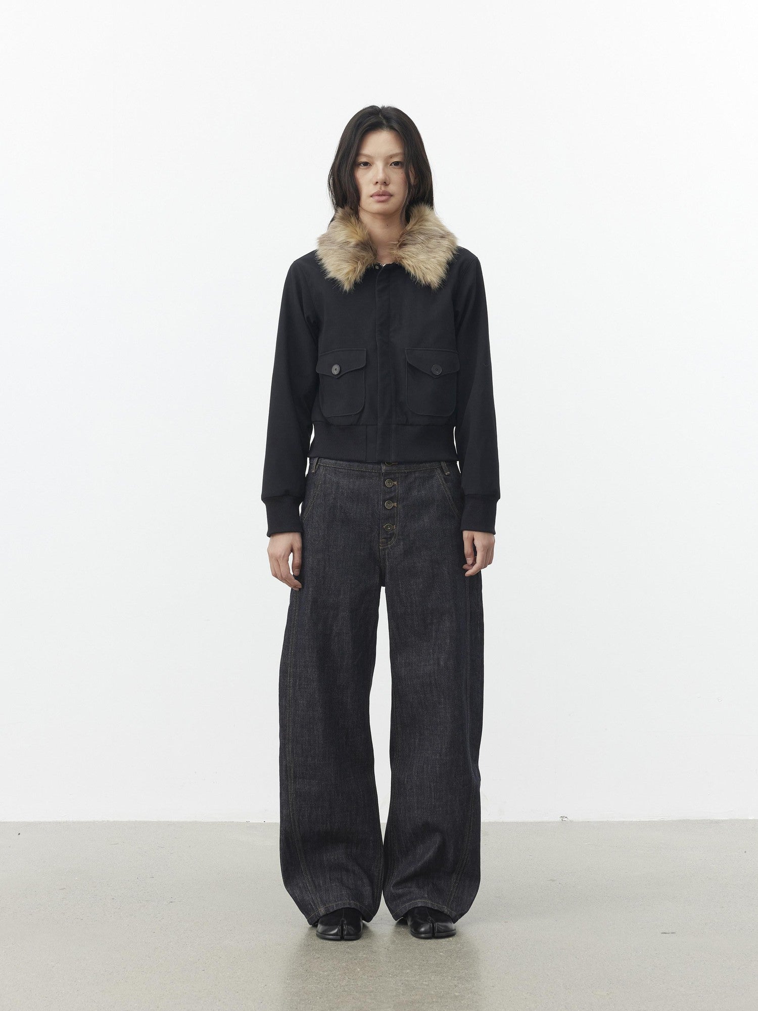 AFTADAWN Leopard Print Removable Fur Collar Quilted Women&