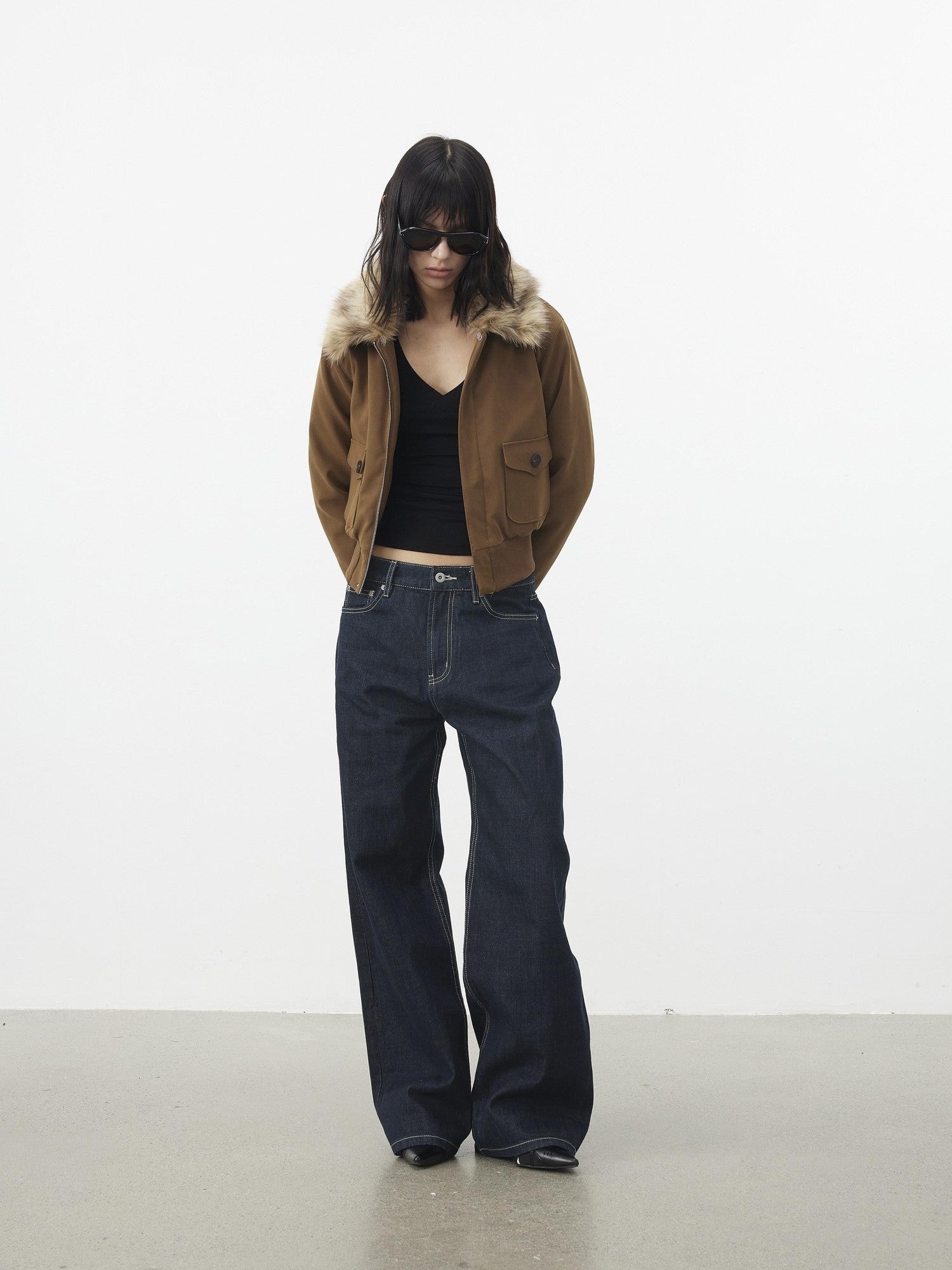 AFTADAWN Leopard Print Removable Fur Collar Quilted Women&