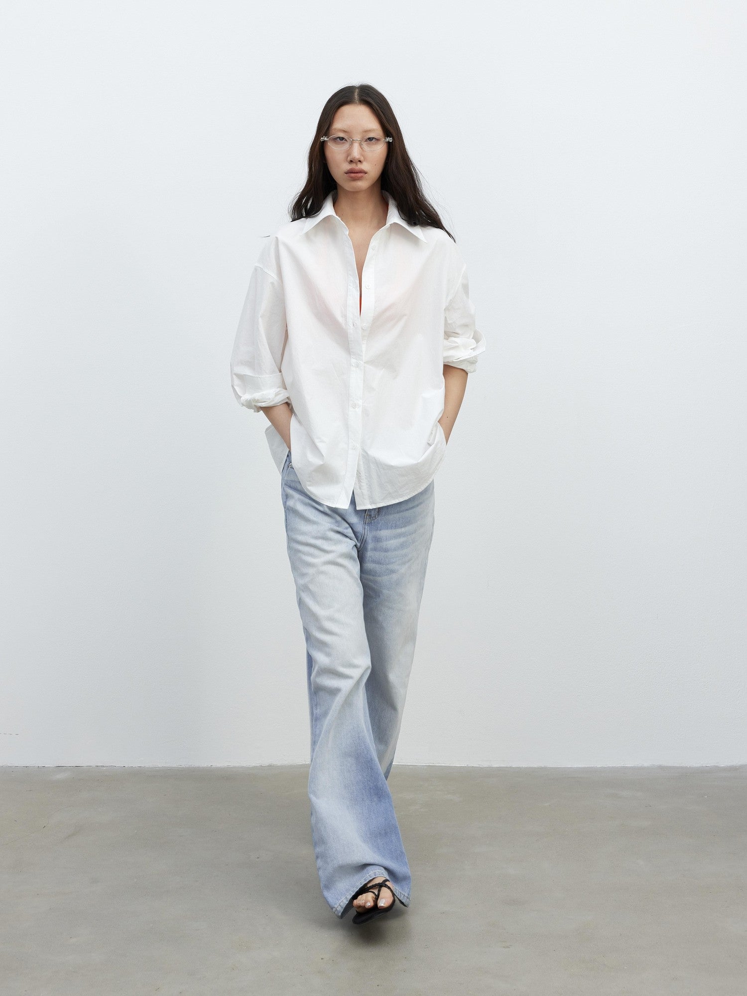 AFTADAWN Light Blue Distressed Whisker Washed Women&