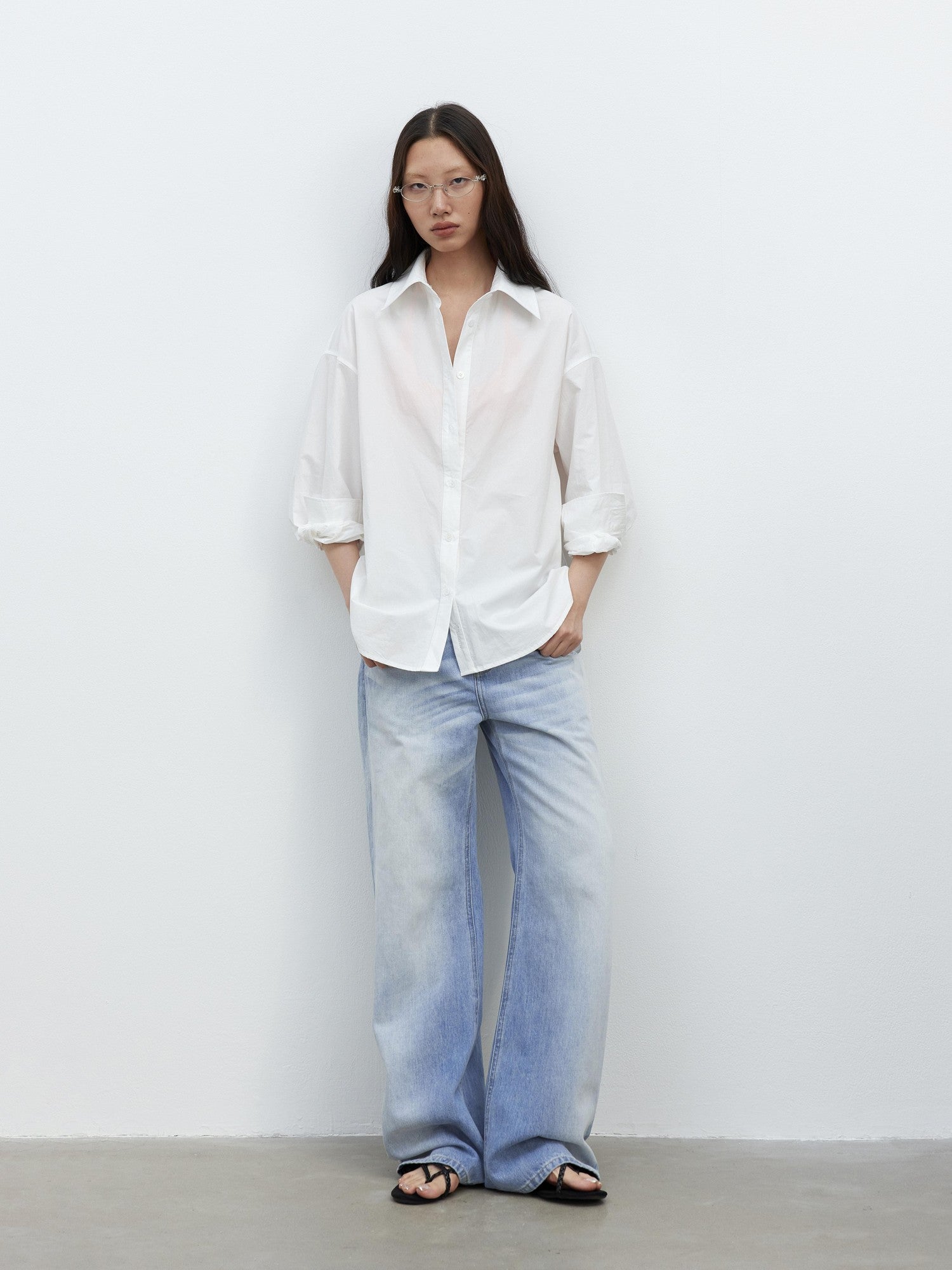 AFTADAWN Light Blue Distressed Whisker Washed Women&