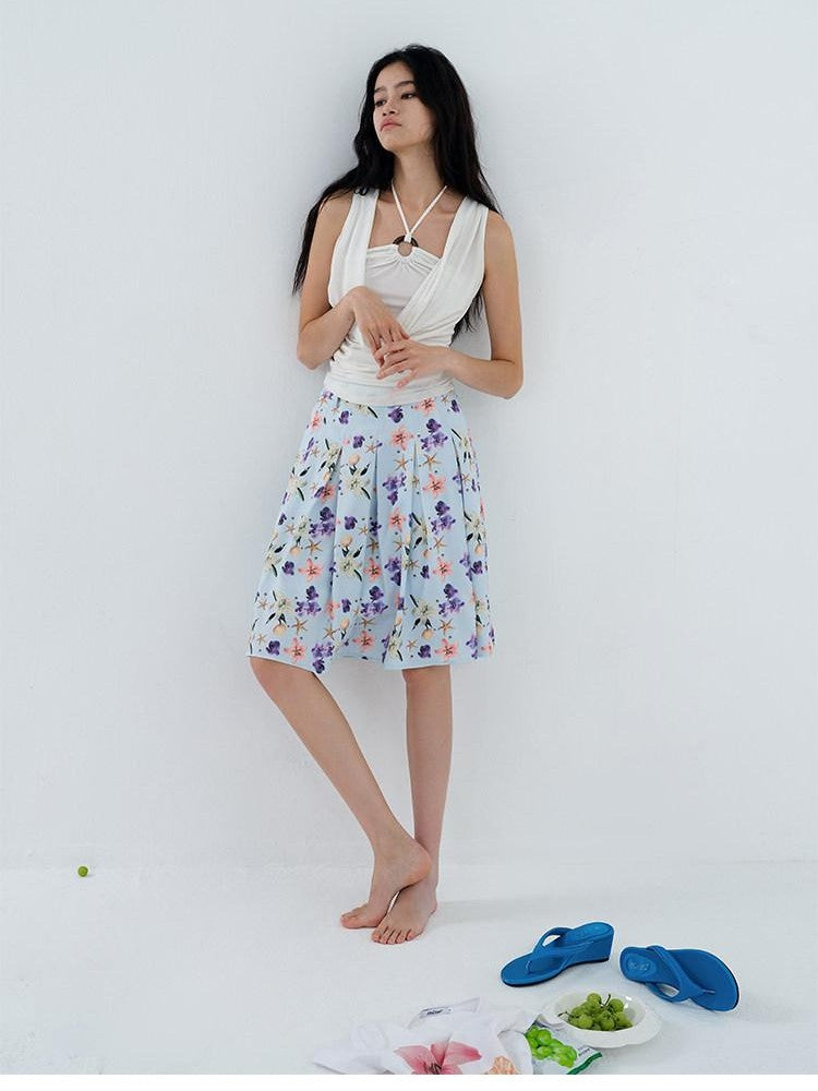 AFTADAWN Light Blue Island Floral Print Women&