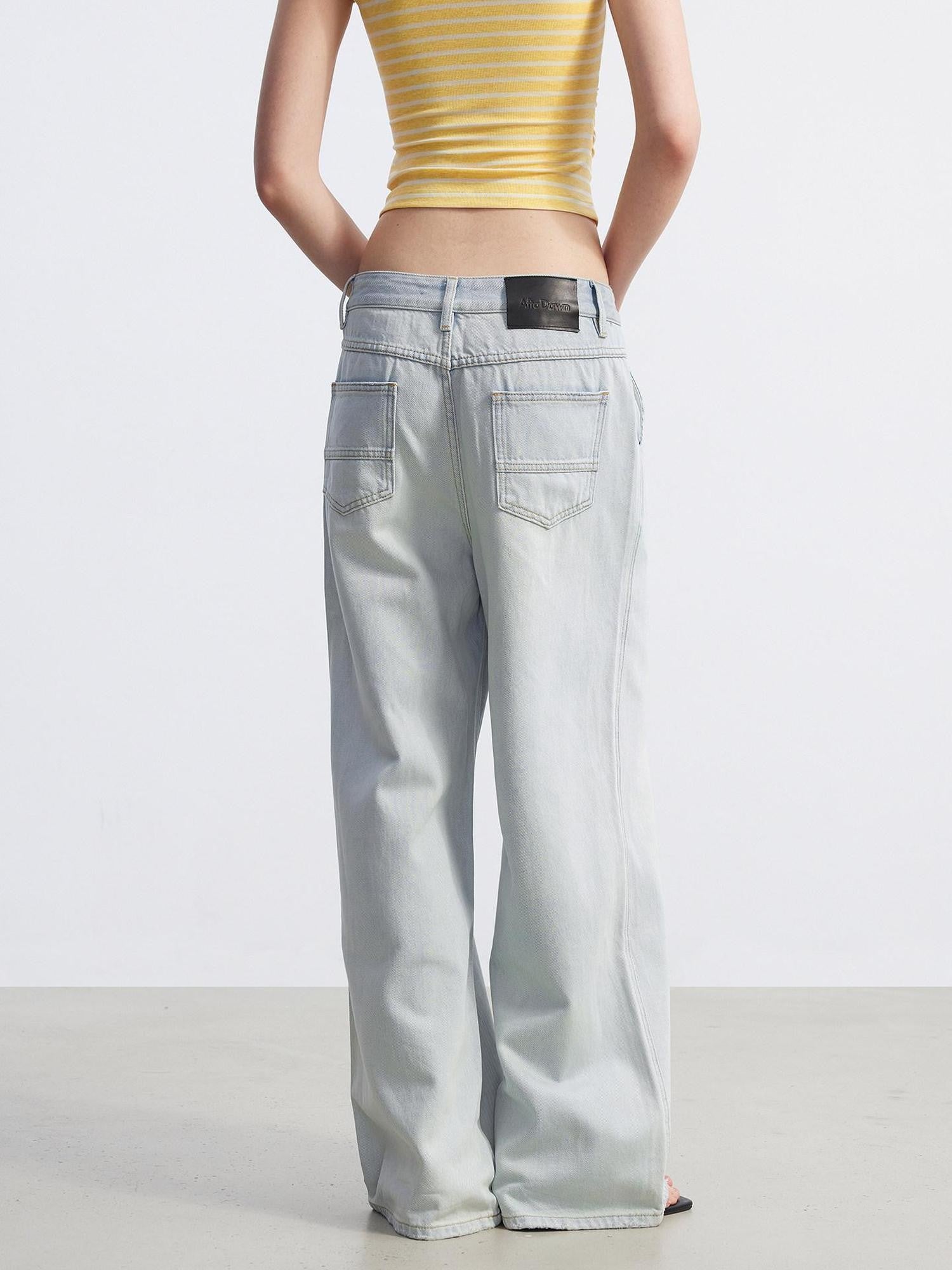 AFTADAWN Light Blue Washed Pleated Soft Women&