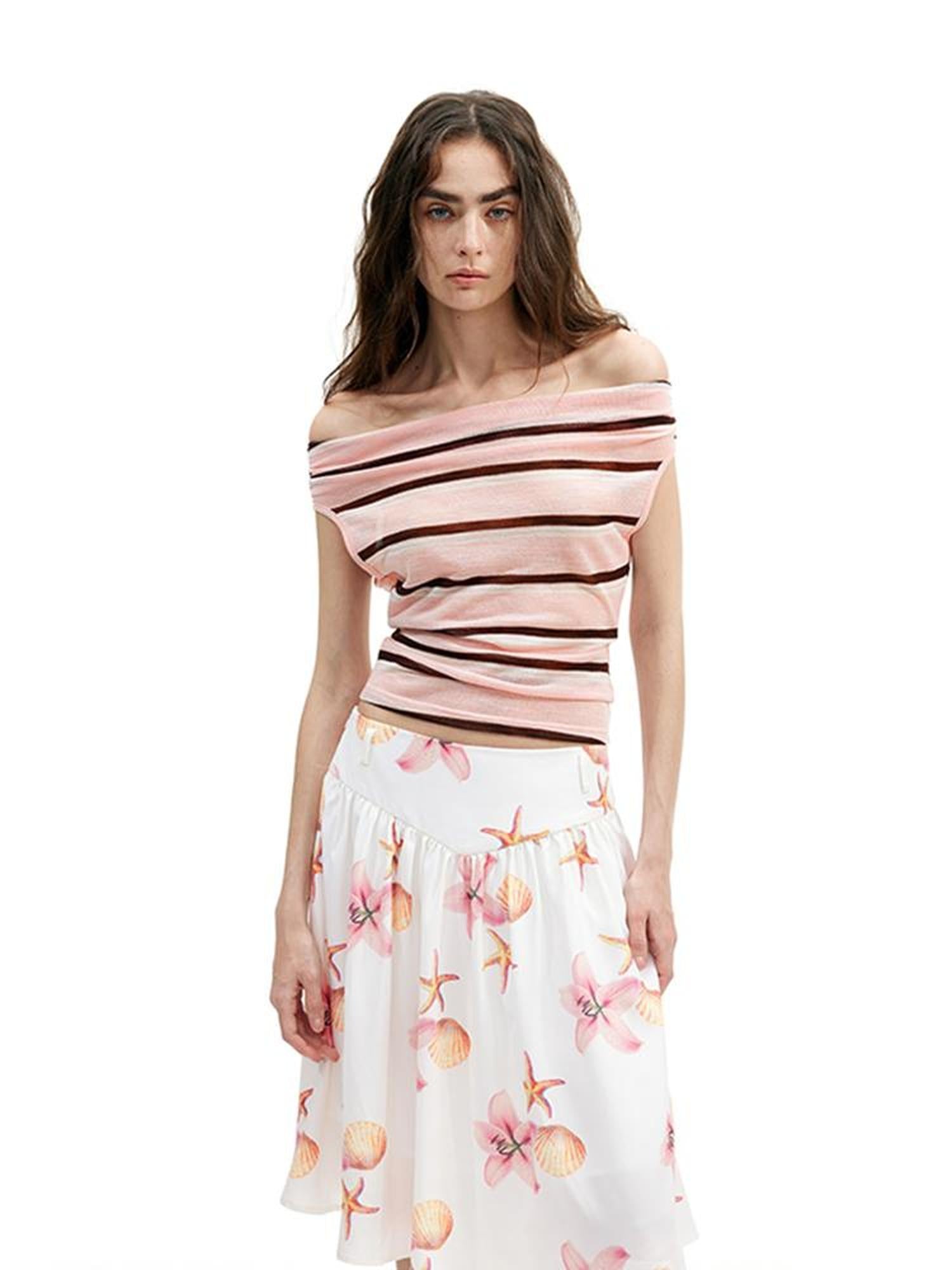 AFTADAWN Lightweight Mesh Leisel Multi Way Striped Slim Fit Sleeveless Top