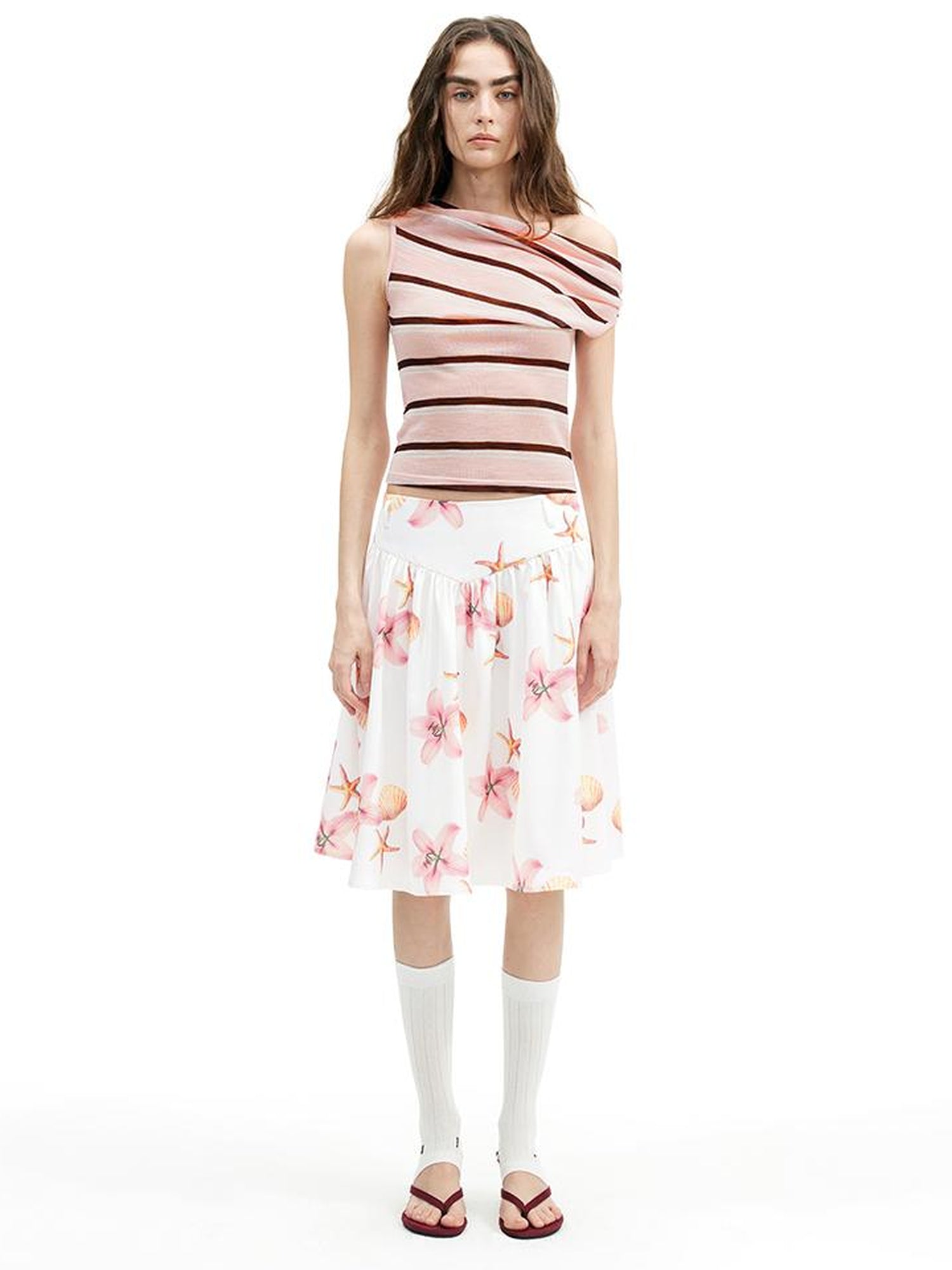 AFTADAWN Lightweight Mesh Leisel Multi Way Striped Slim Fit Sleeveless Top