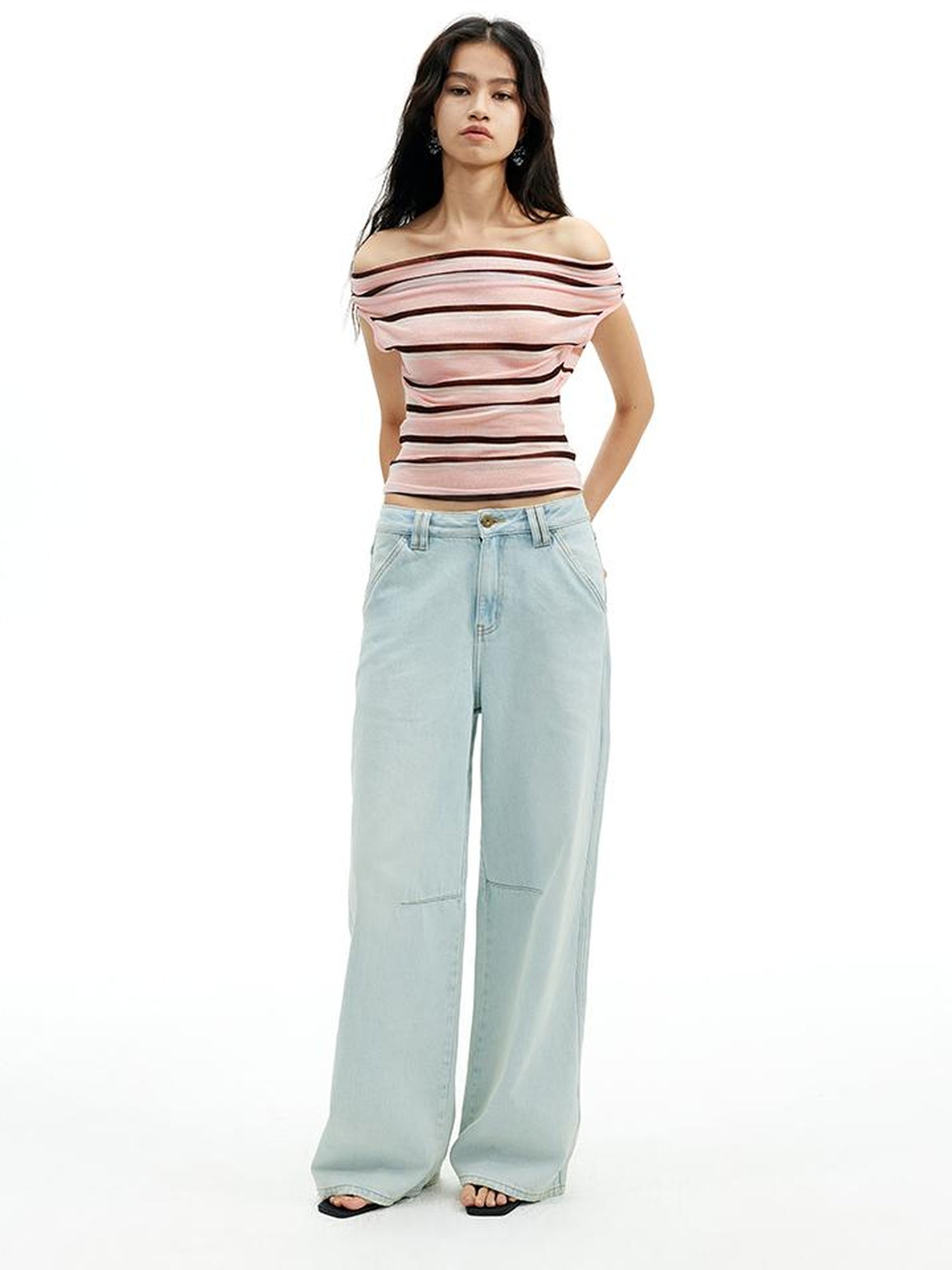 AFTADAWN Lightweight Mesh Leisel Multi Way Striped Slim Fit Sleeveless Top