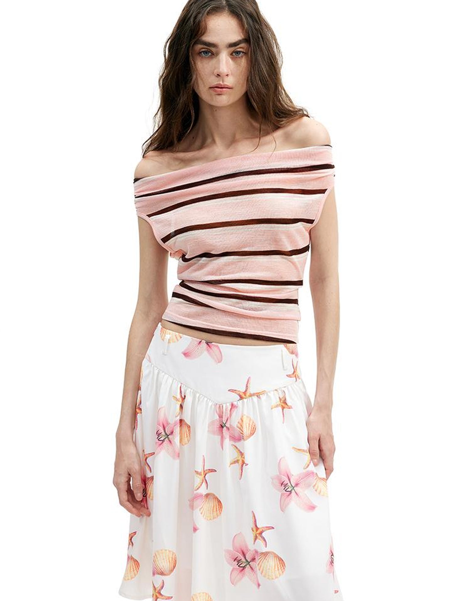 AFTADAWN Lightweight Mesh Leisel Multi Way Striped Slim Fit Sleeveless Top